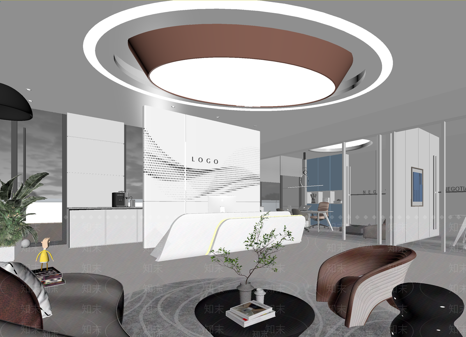 现代办公大厅3D模型下载【ID:1214050189】
