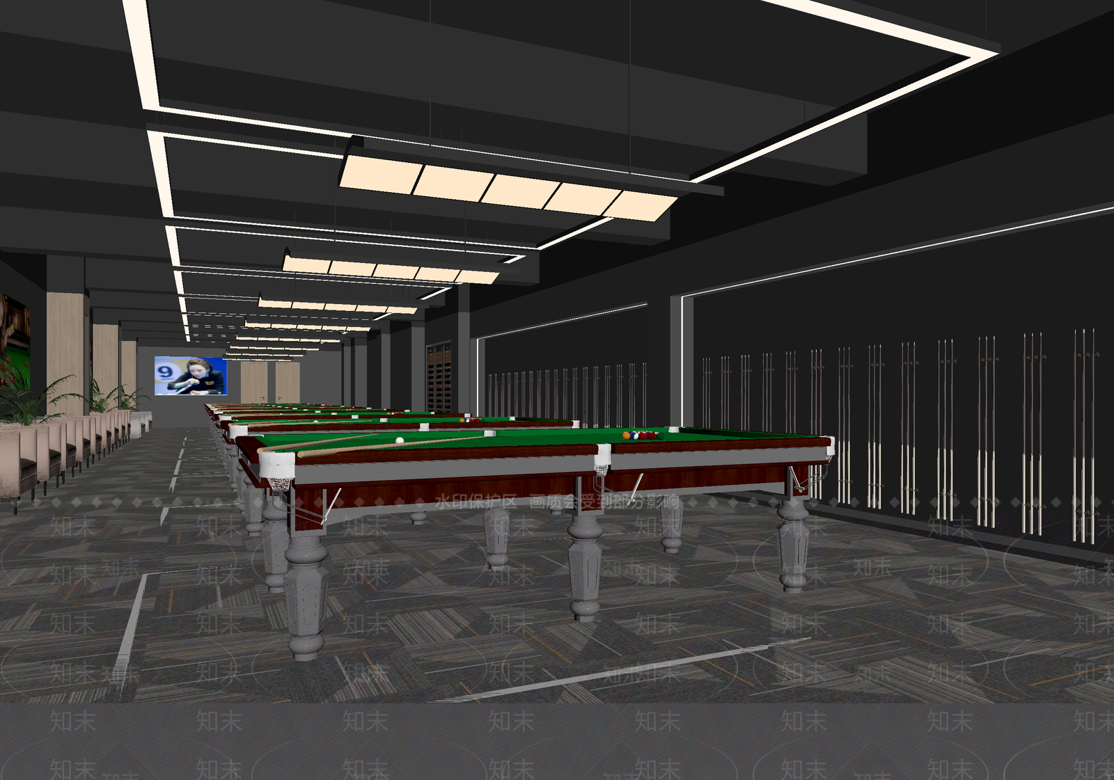 现代台球室3D模型下载【ID:1214145891】