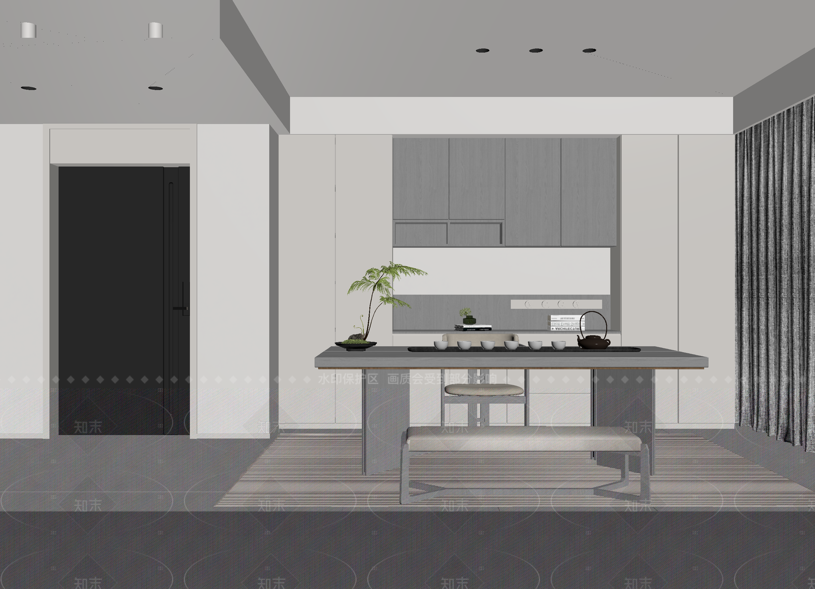 现代茶室3D模型下载【ID:1214630687】