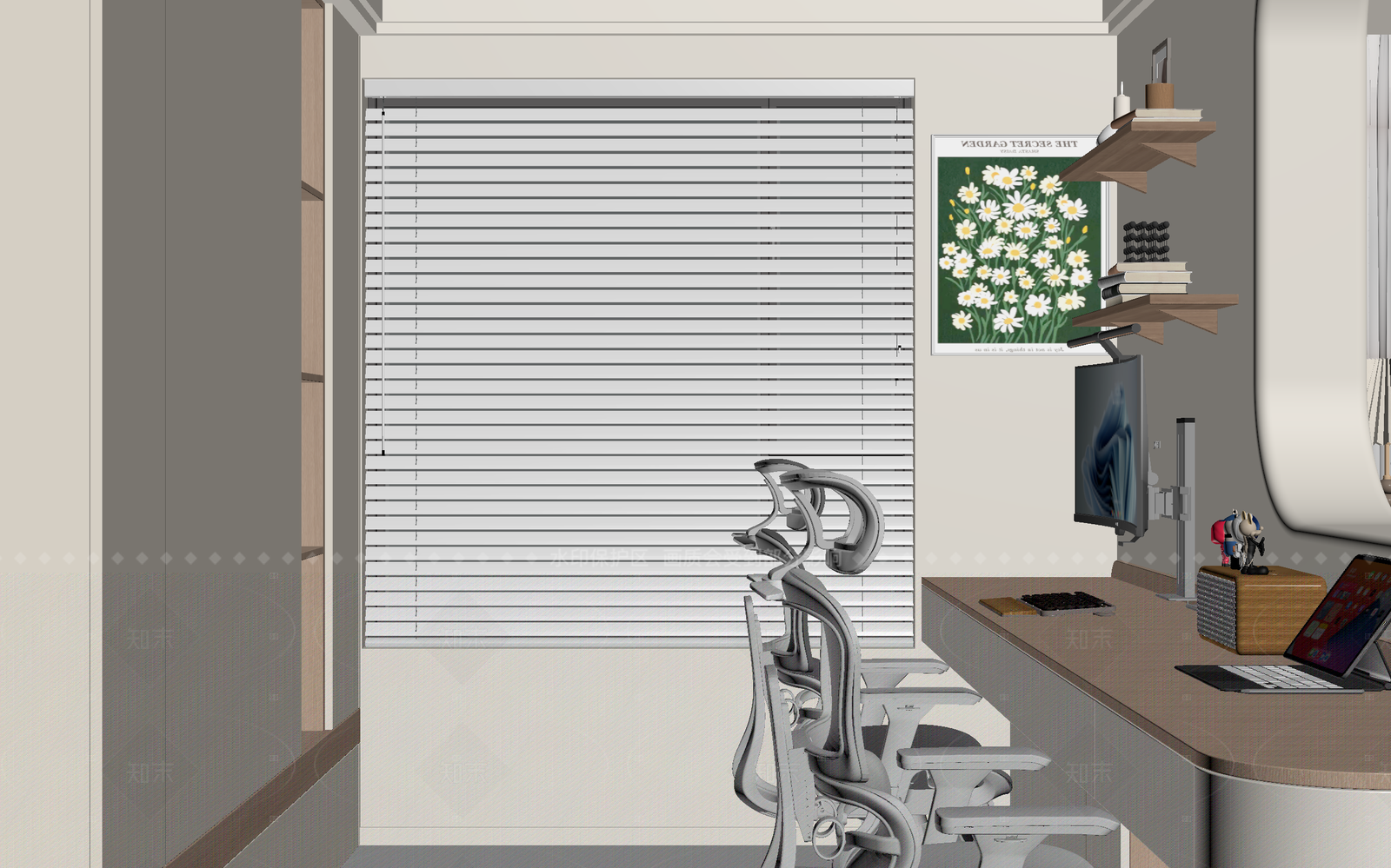 现代书房3D模型下载【ID:1214956773】