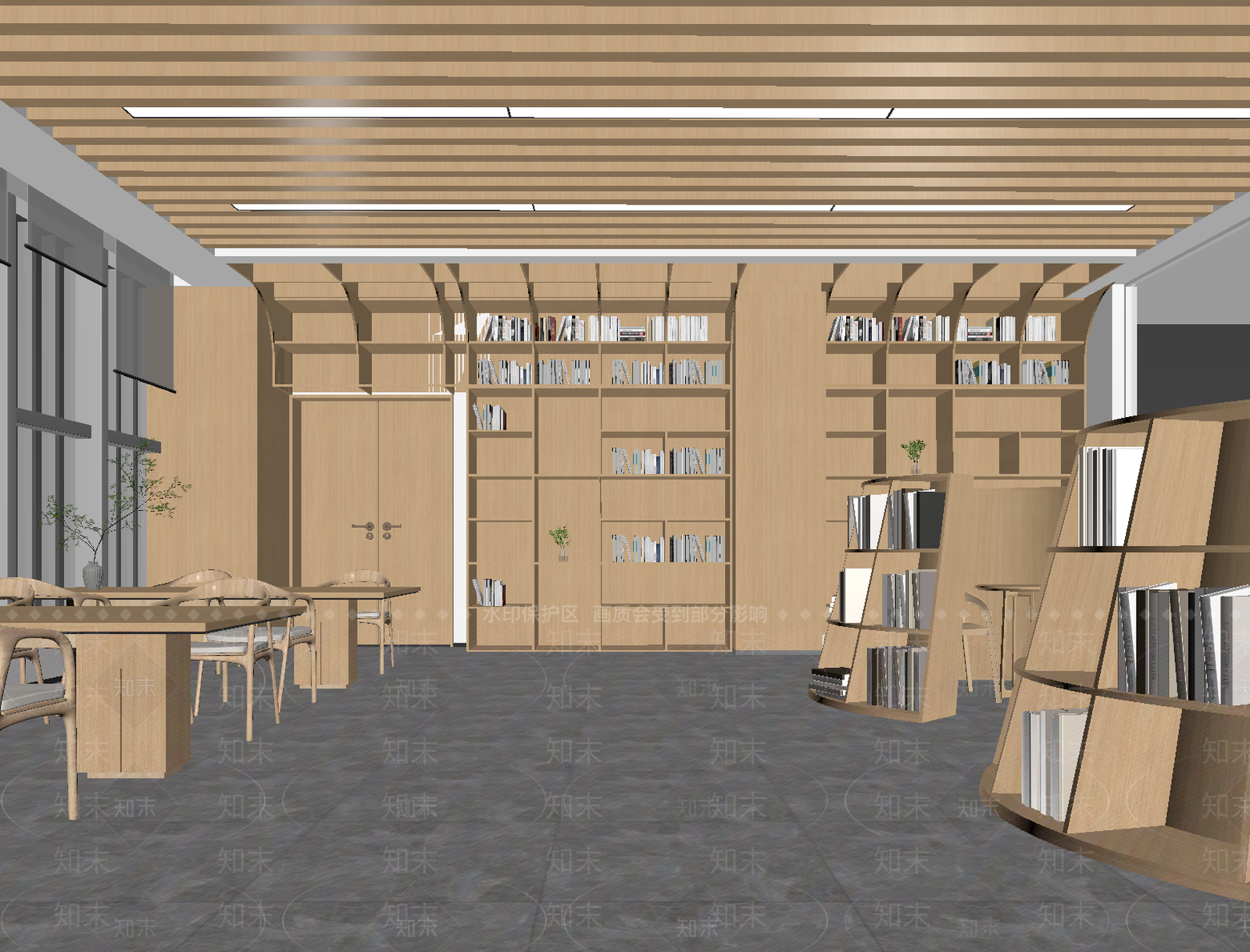现代图书馆3D模型下载【ID:1213902396】