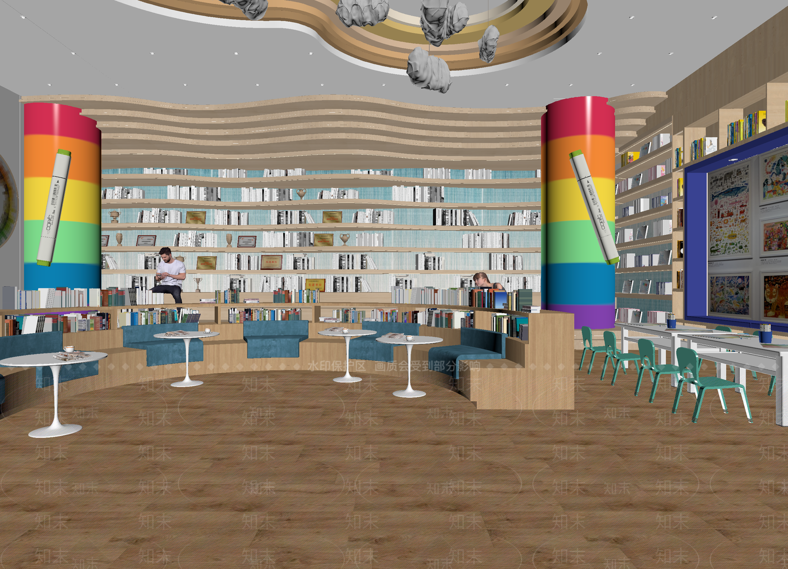 现代图书馆3D模型下载【ID:1214304517】
