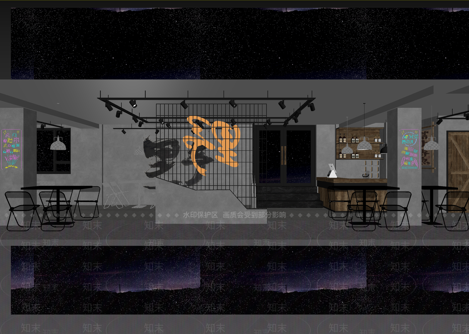 工业风咖啡厅3D模型下载【ID:1214433687】