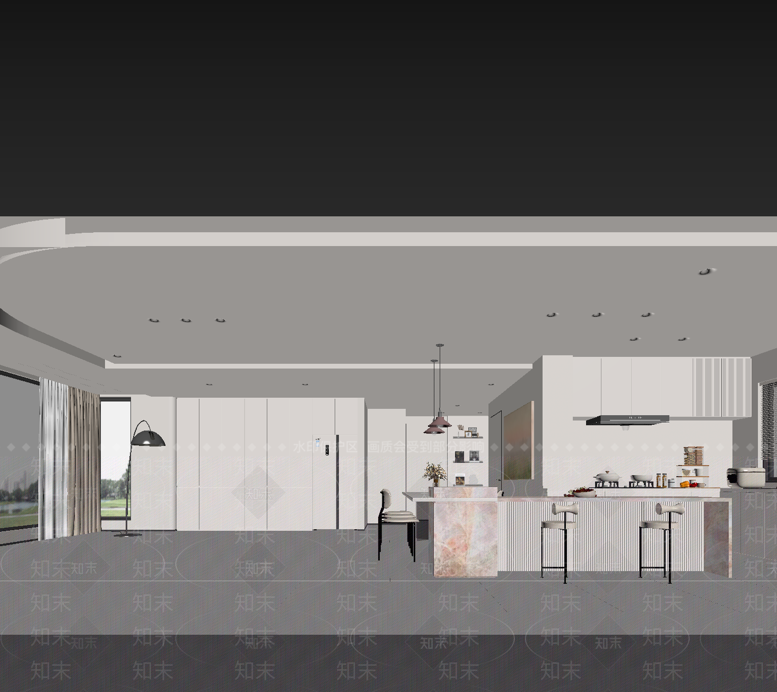 现代开放式厨房3D模型下载【ID:1215087822】