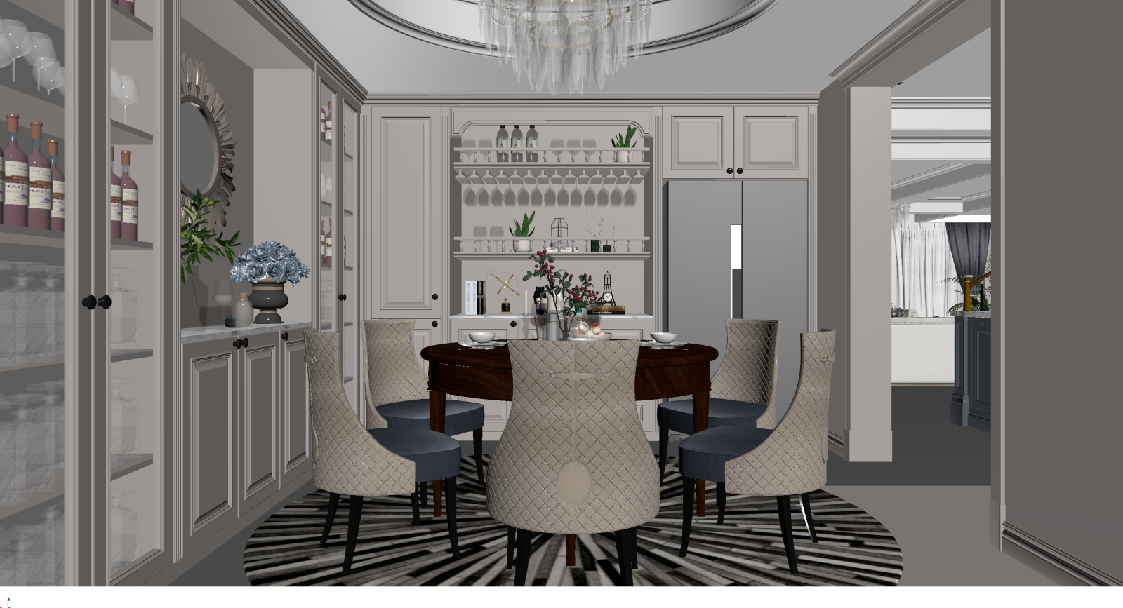 美式家居餐厅3D模型下载【ID:1221461931】