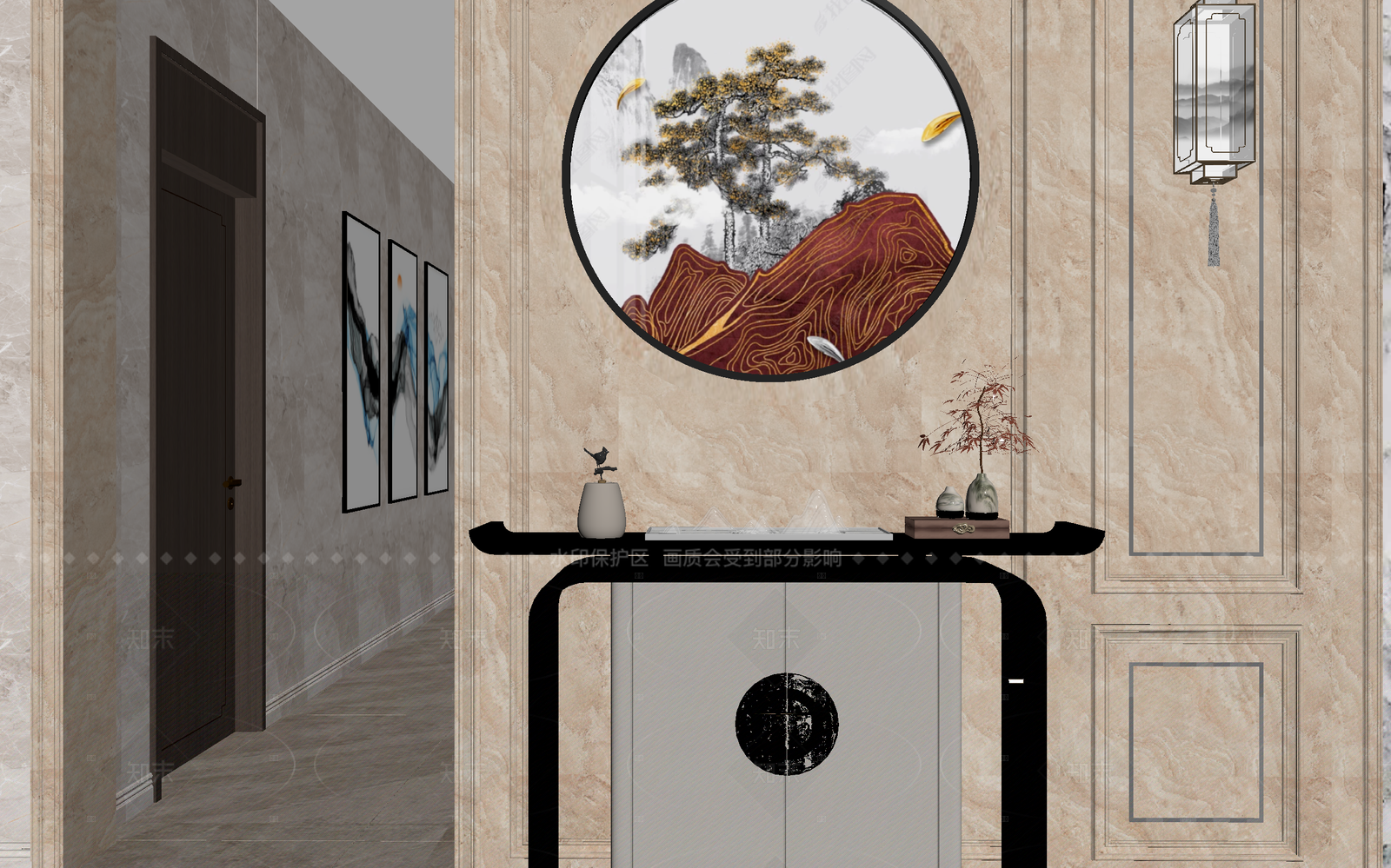 新中式玄关3D模型下载【ID:1214640648】