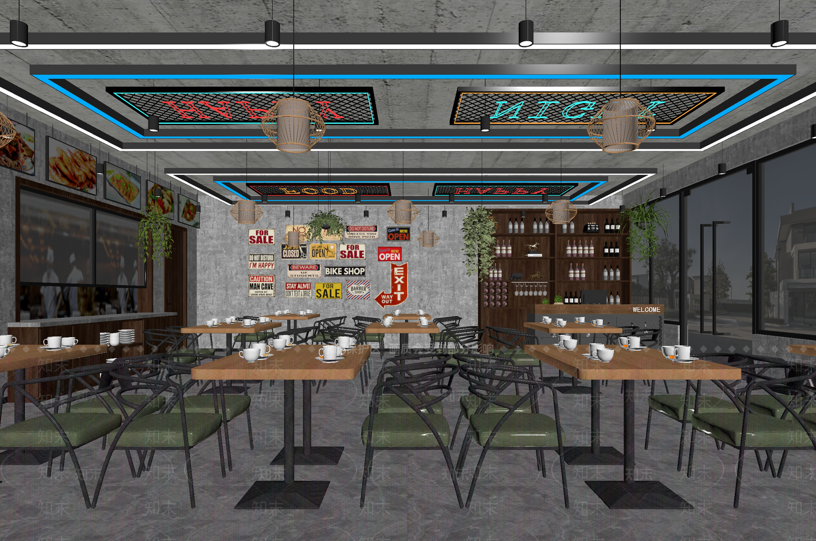 工业风咖啡厅3D模型下载【ID:1214304615】