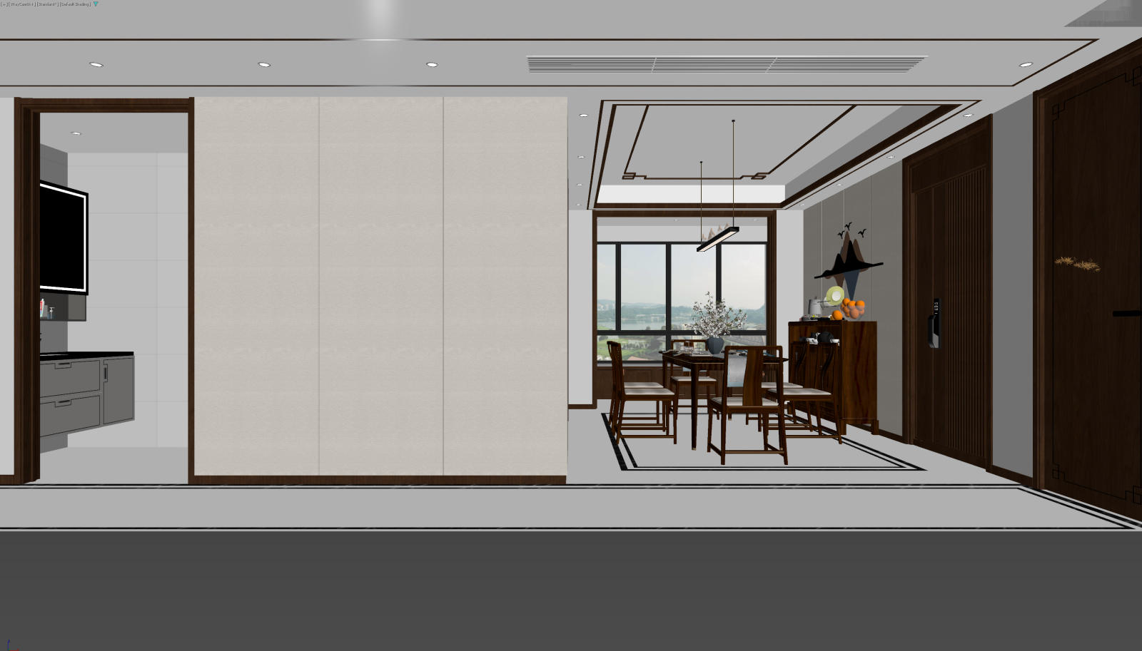 新中式家居餐厅3D模型下载【ID:1221503319】