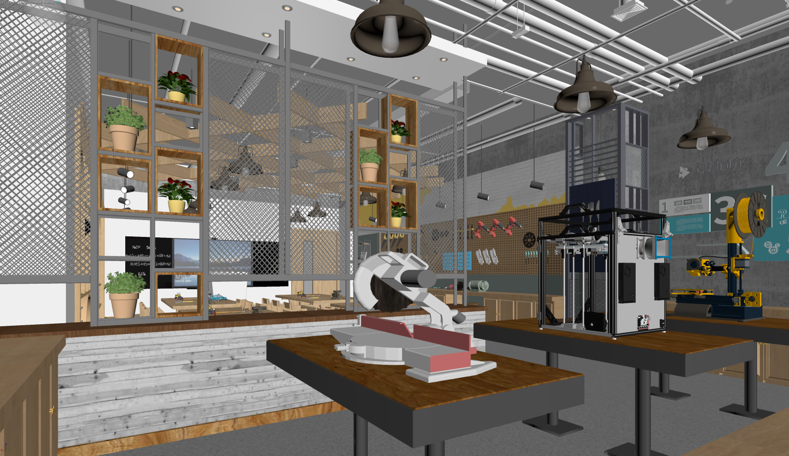 工业风工作室3D模型下载【ID:1221676463】