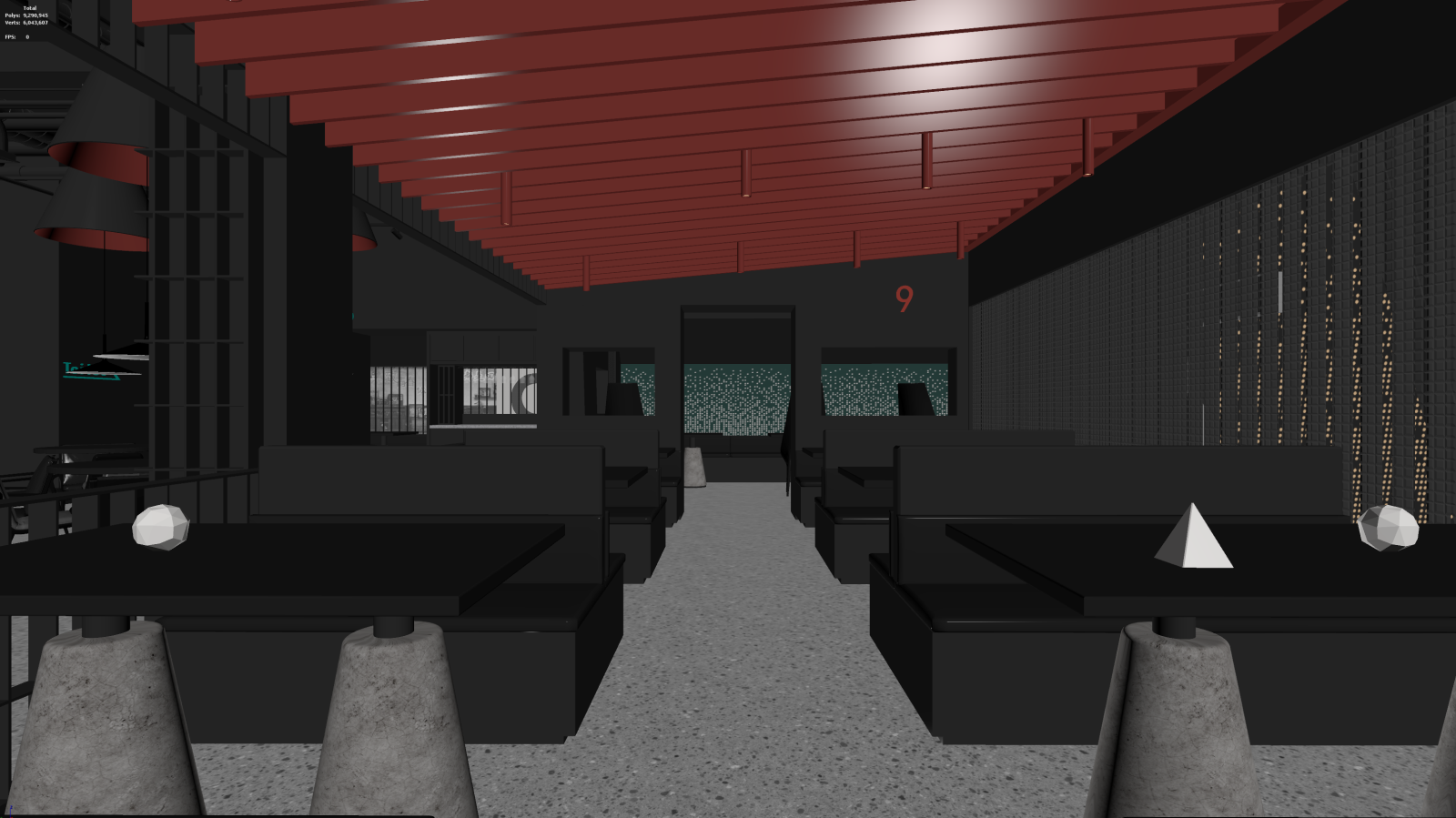 现代酒店餐厅3D模型下载【ID:1221595964】