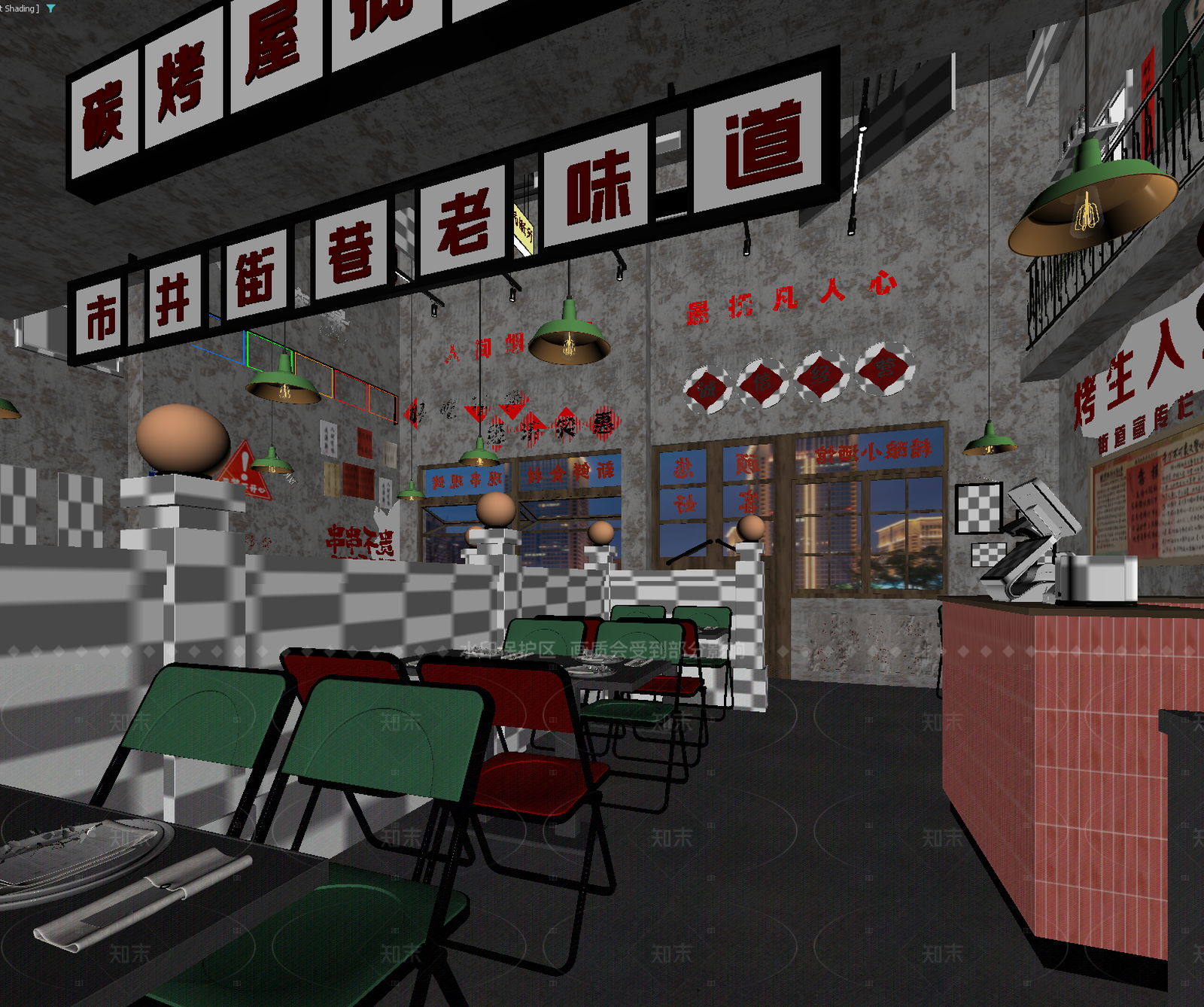 现代烧烤店3D模型下载【ID:1214937655】