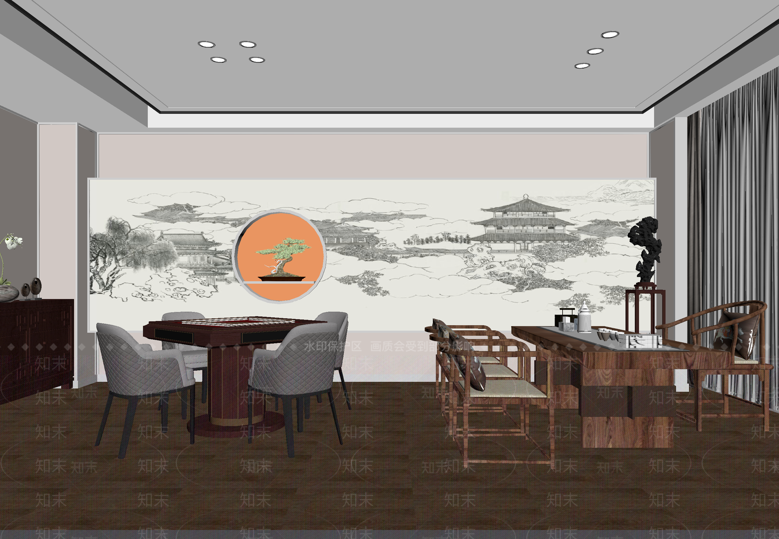 中式茶馆3D模型下载【ID:1214123995】