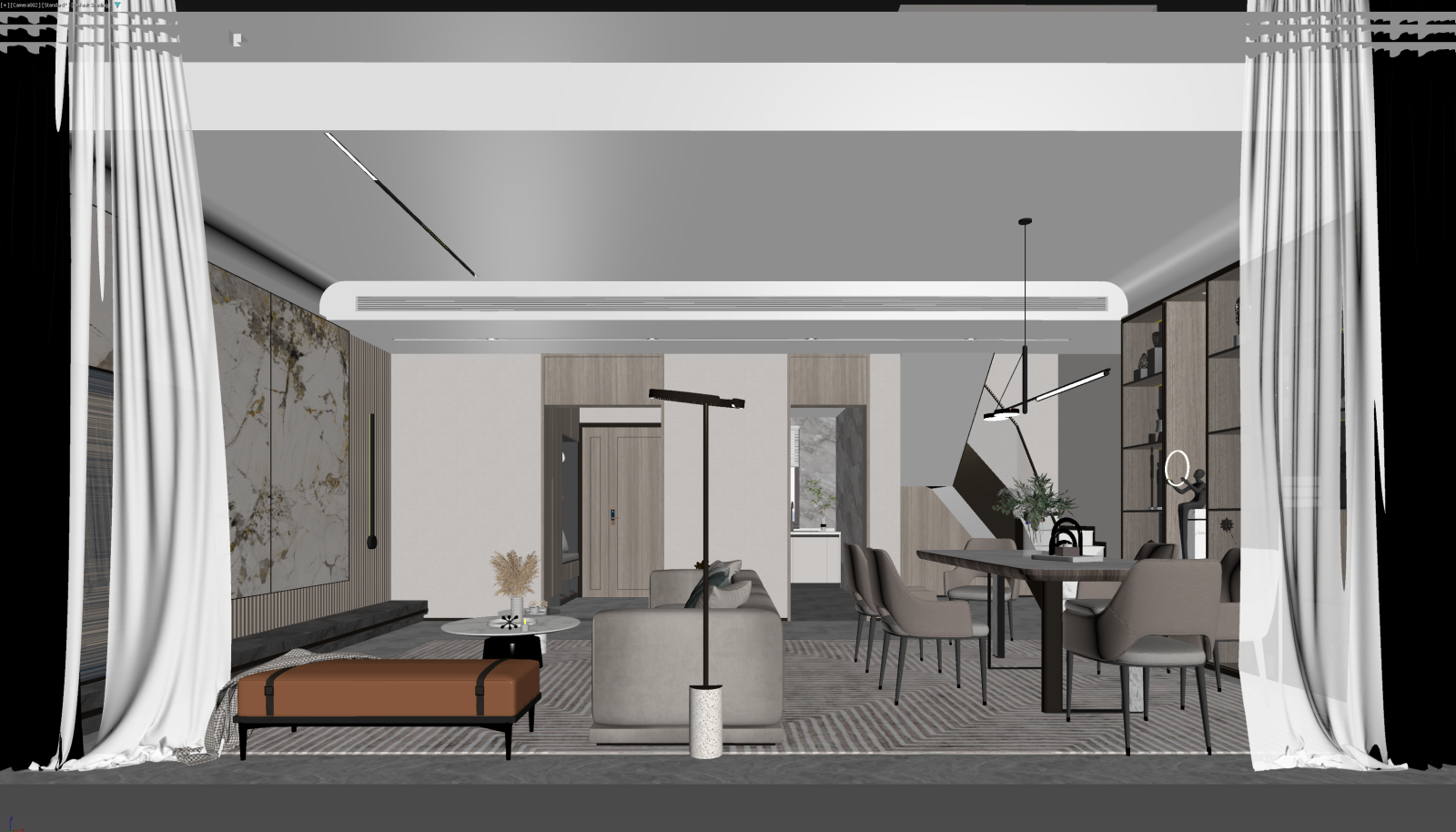 现代客餐厅3D模型下载【ID:1221678541】