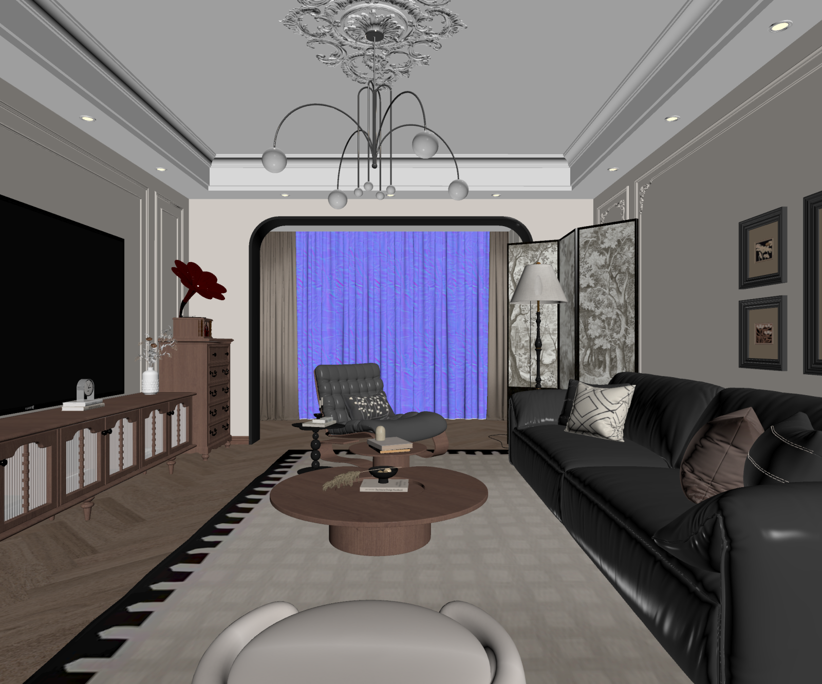 法式家居客厅3D模型下载【ID:1222011118】