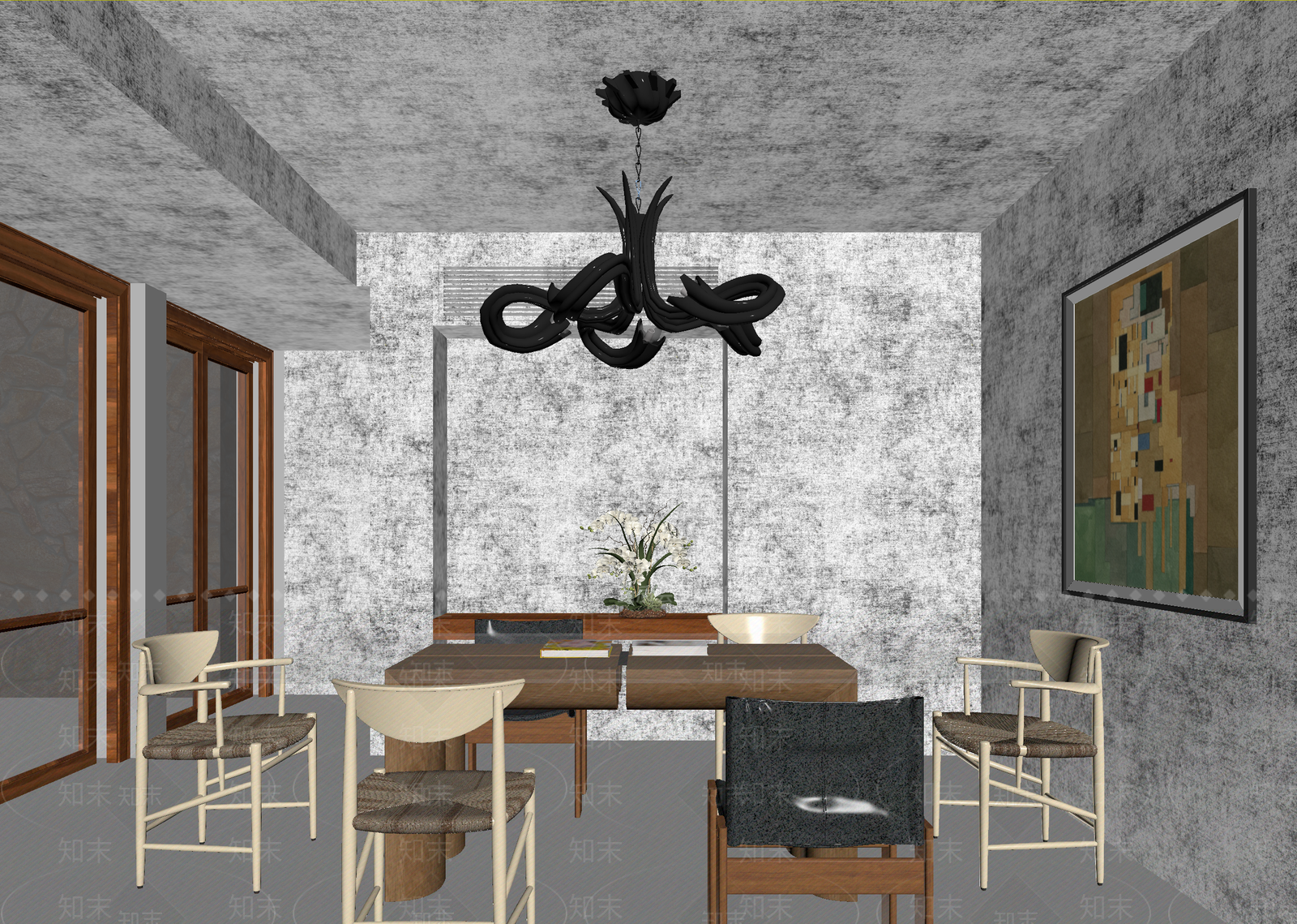 奶油家居餐厅3D模型下载【ID:1215093735】
