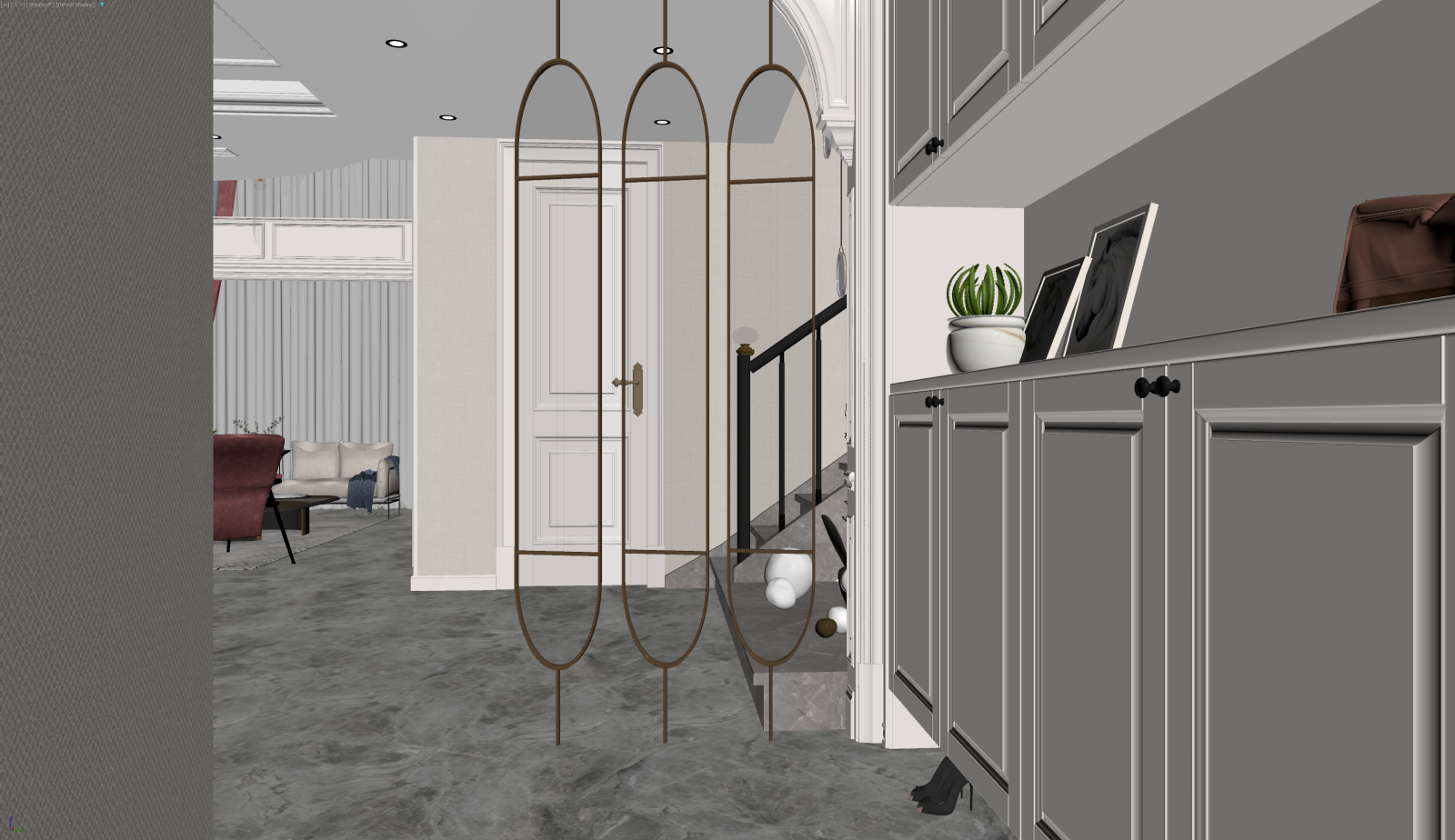 美式玄关3D模型下载【ID:1221486389】