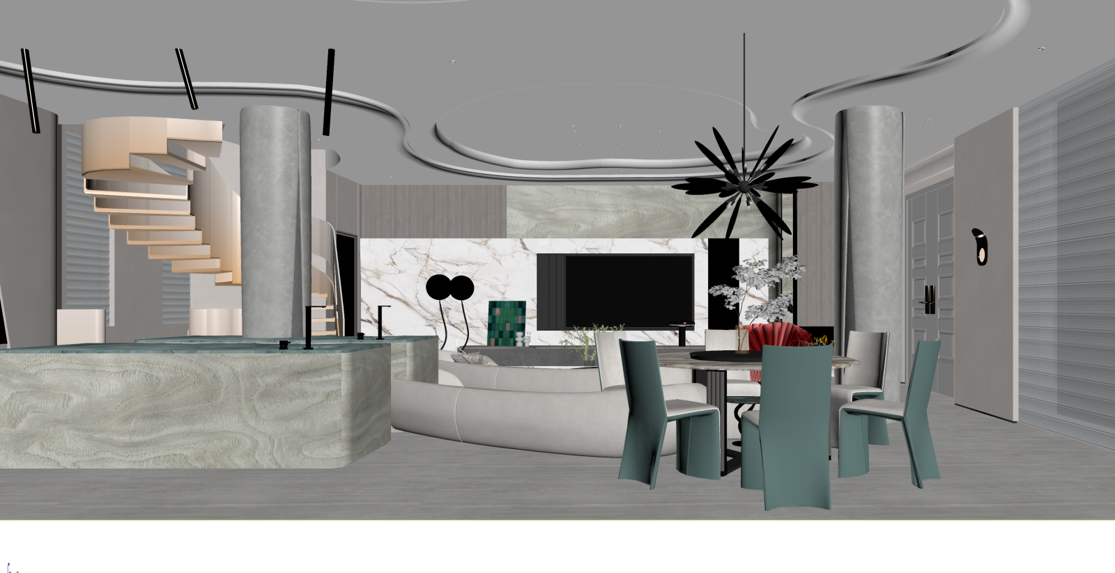 现代客餐厅3D模型下载【ID:1221496556】