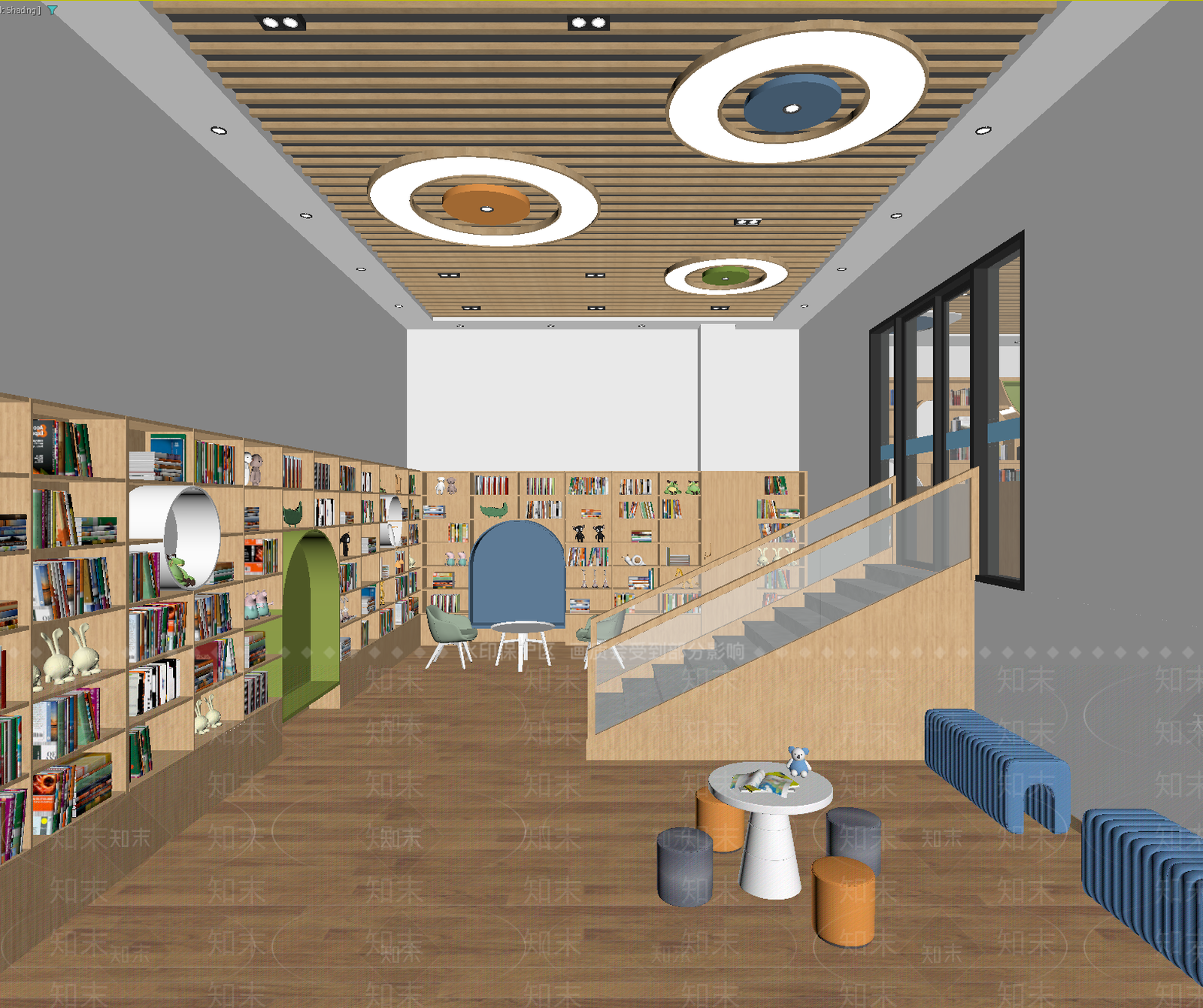 现代图书馆3D模型下载【ID:1213923323】