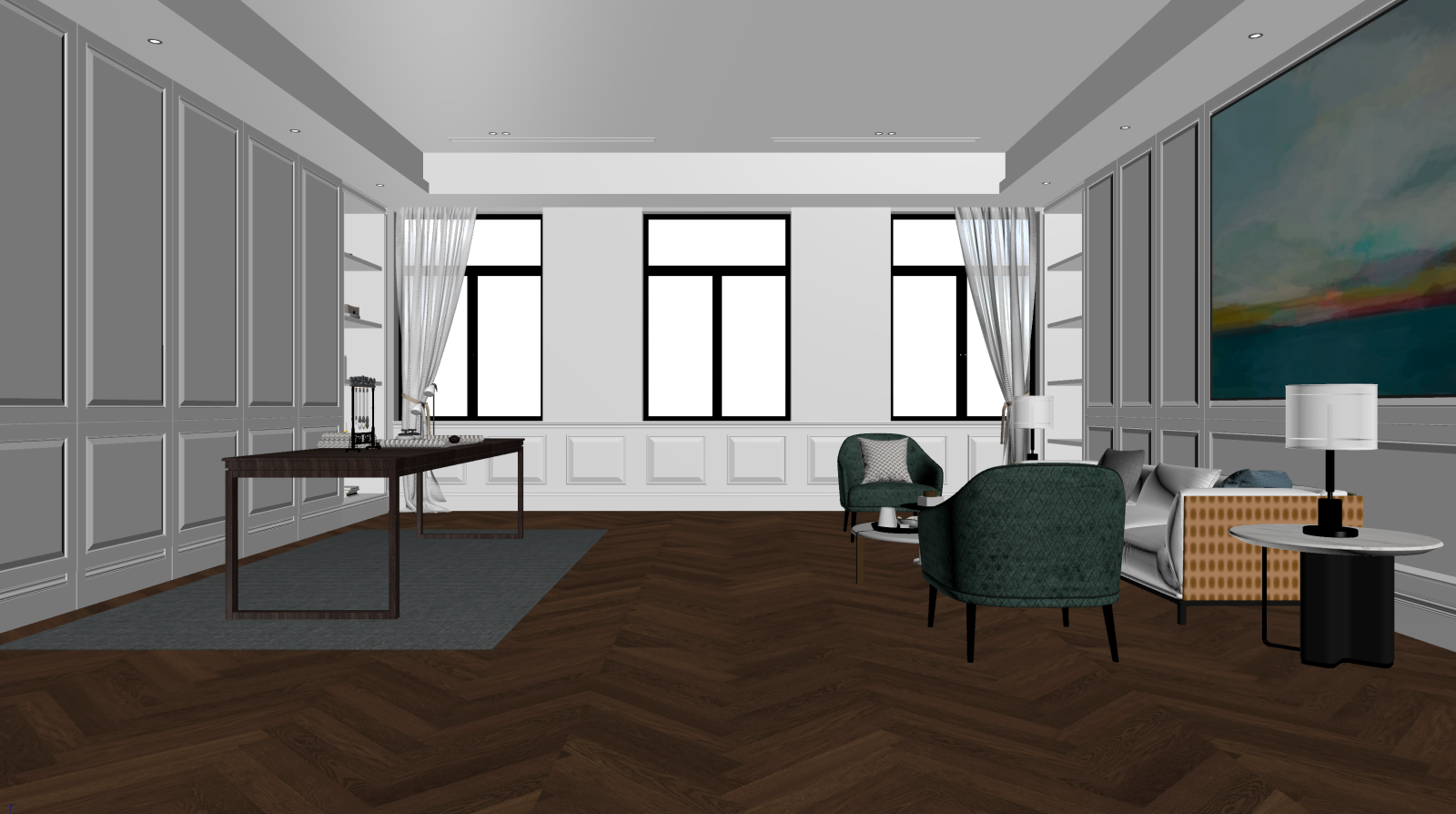 现代家居客厅3D模型下载【ID:1222090535】