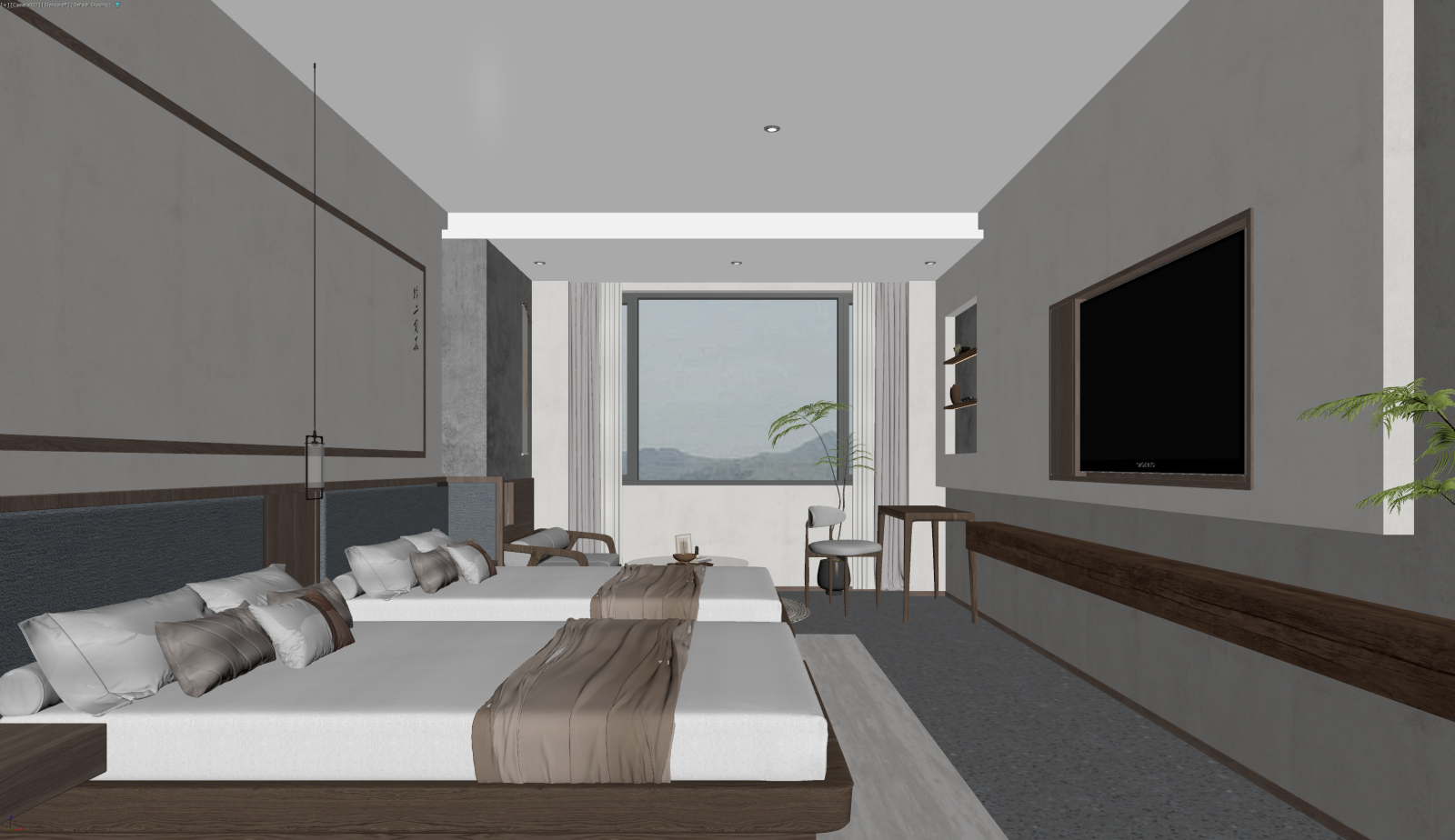 新中式家居卧室3D模型下载【ID:1222055642】