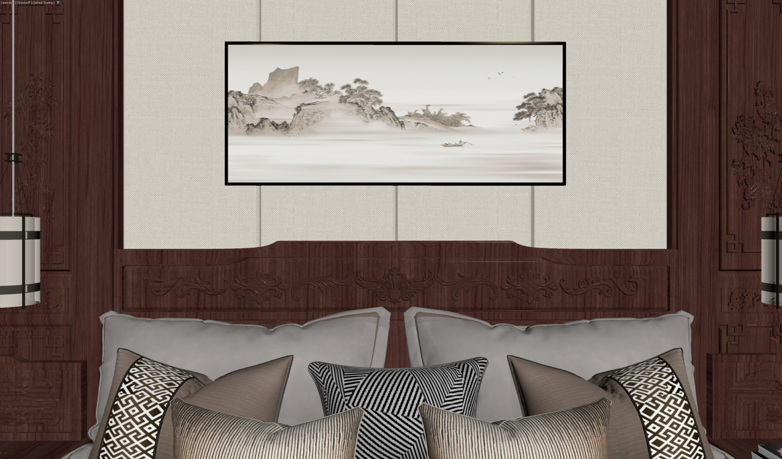新中式家居卧室3D模型下载【ID:1222003851】