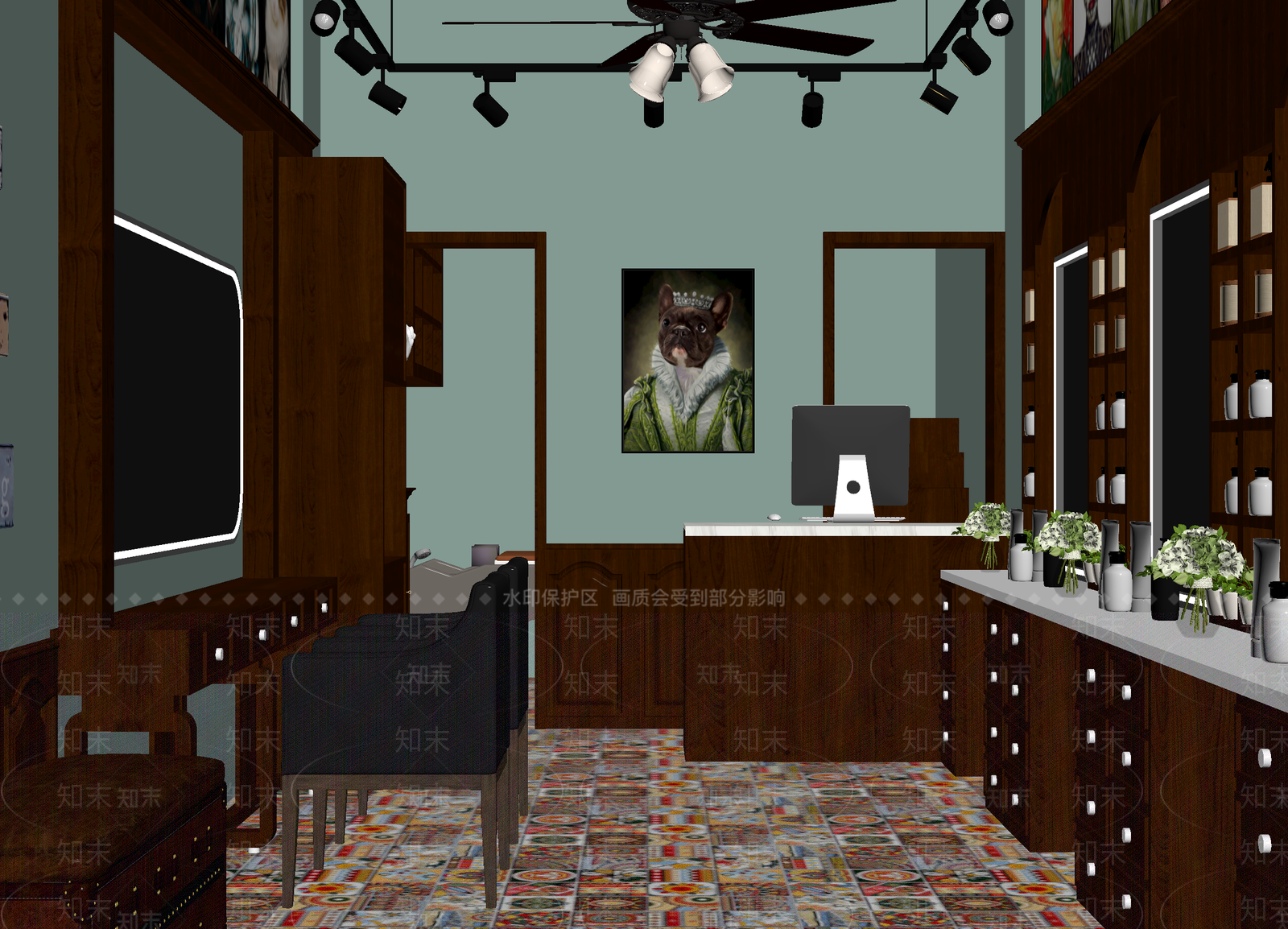 美式美容院3D模型下载【ID:1214122797】