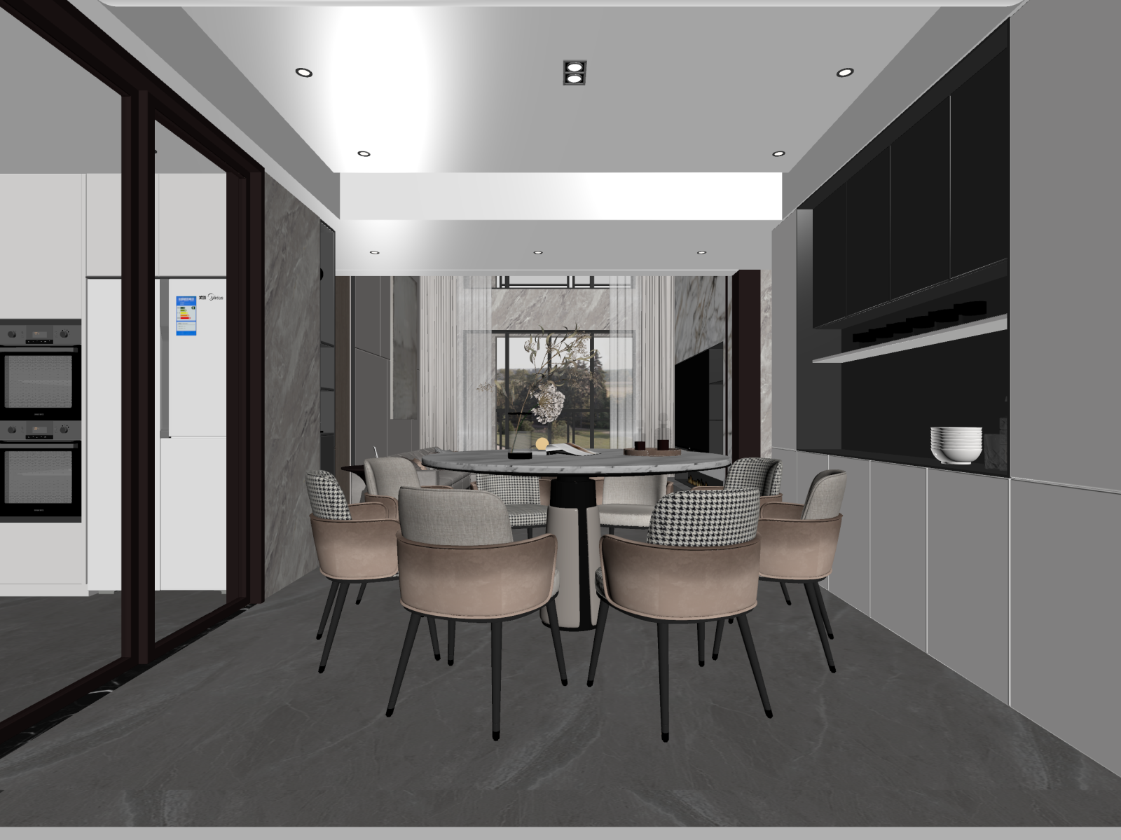 现代客餐厅3D模型下载【ID:1221800935】