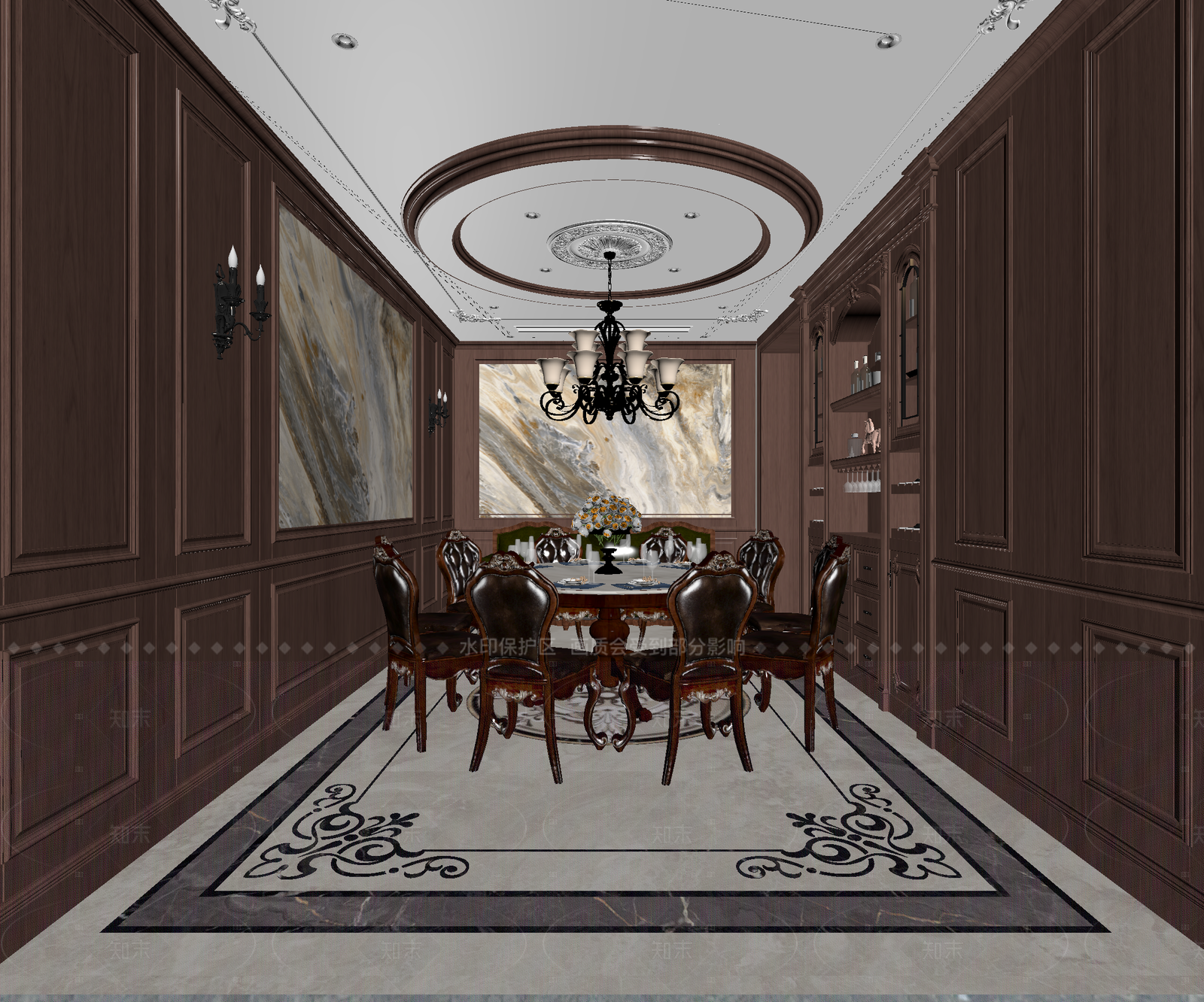 美式包厢3D模型下载【ID:1214975182】