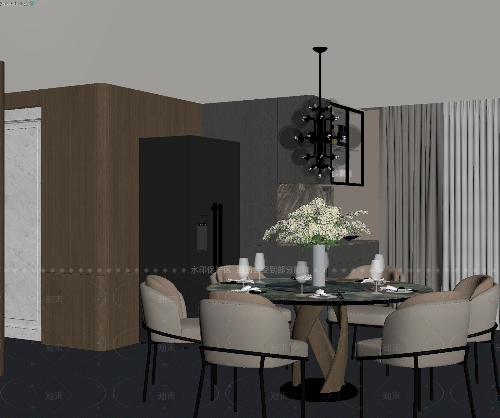 轻奢家居餐厅3D模型下载【ID:1214618918】