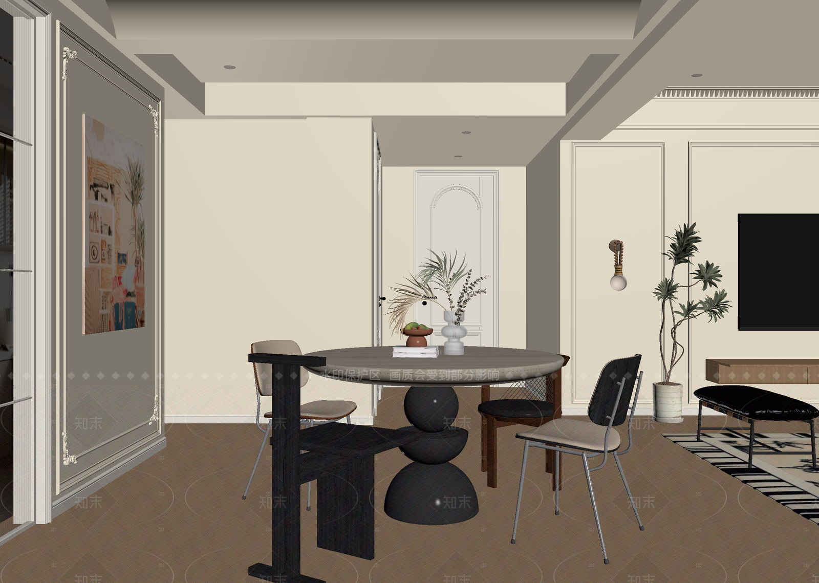 现代家居餐厅3D模型下载【ID:1214595742】