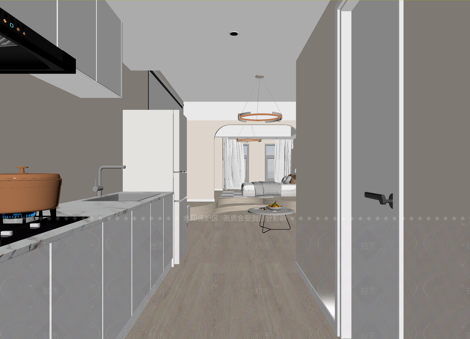 现代开放式厨房3D模型下载【ID:1214571558】