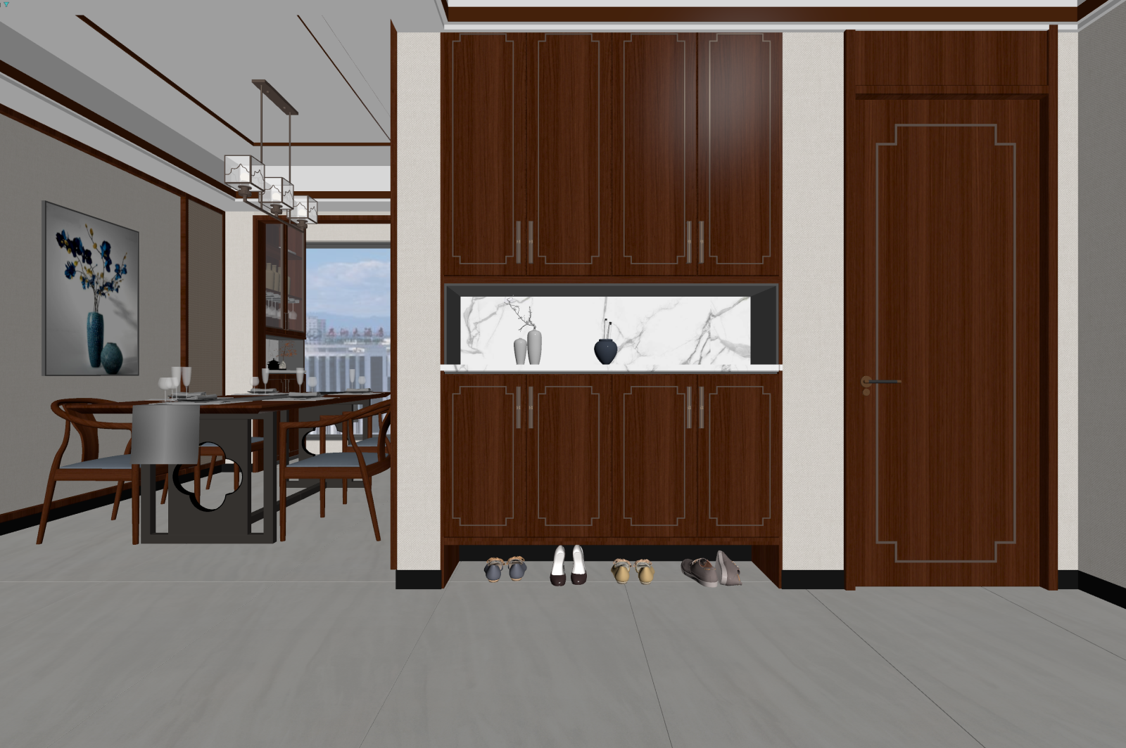 新中式家居餐厅3D模型下载【ID:1221623453】
