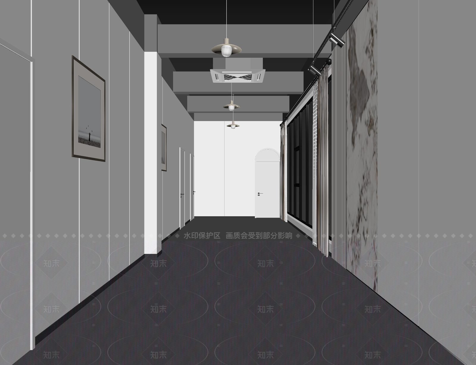 现代走廊3D模型下载【ID:1214602360】
