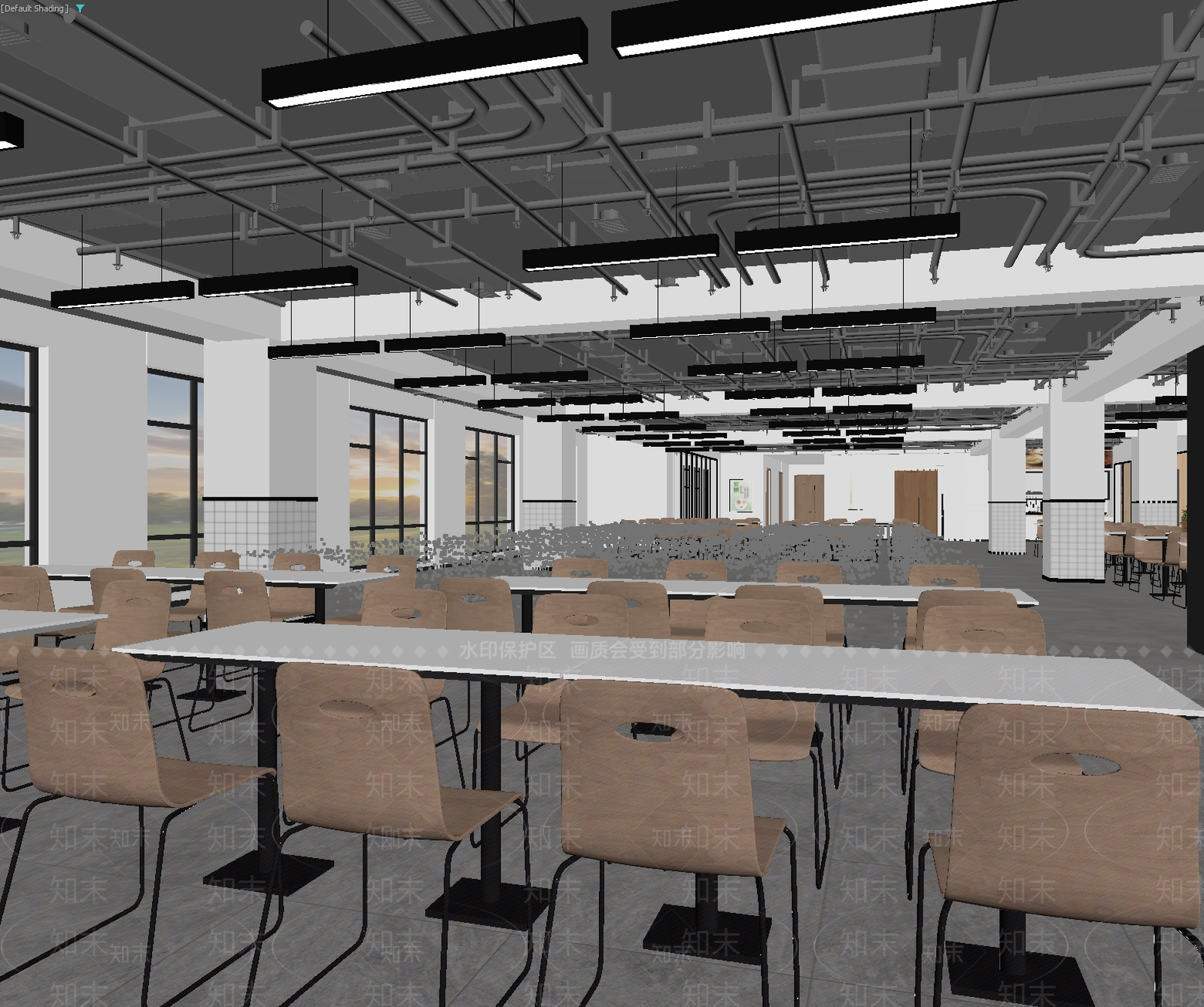 现代食堂3D模型下载【ID:1213936824】