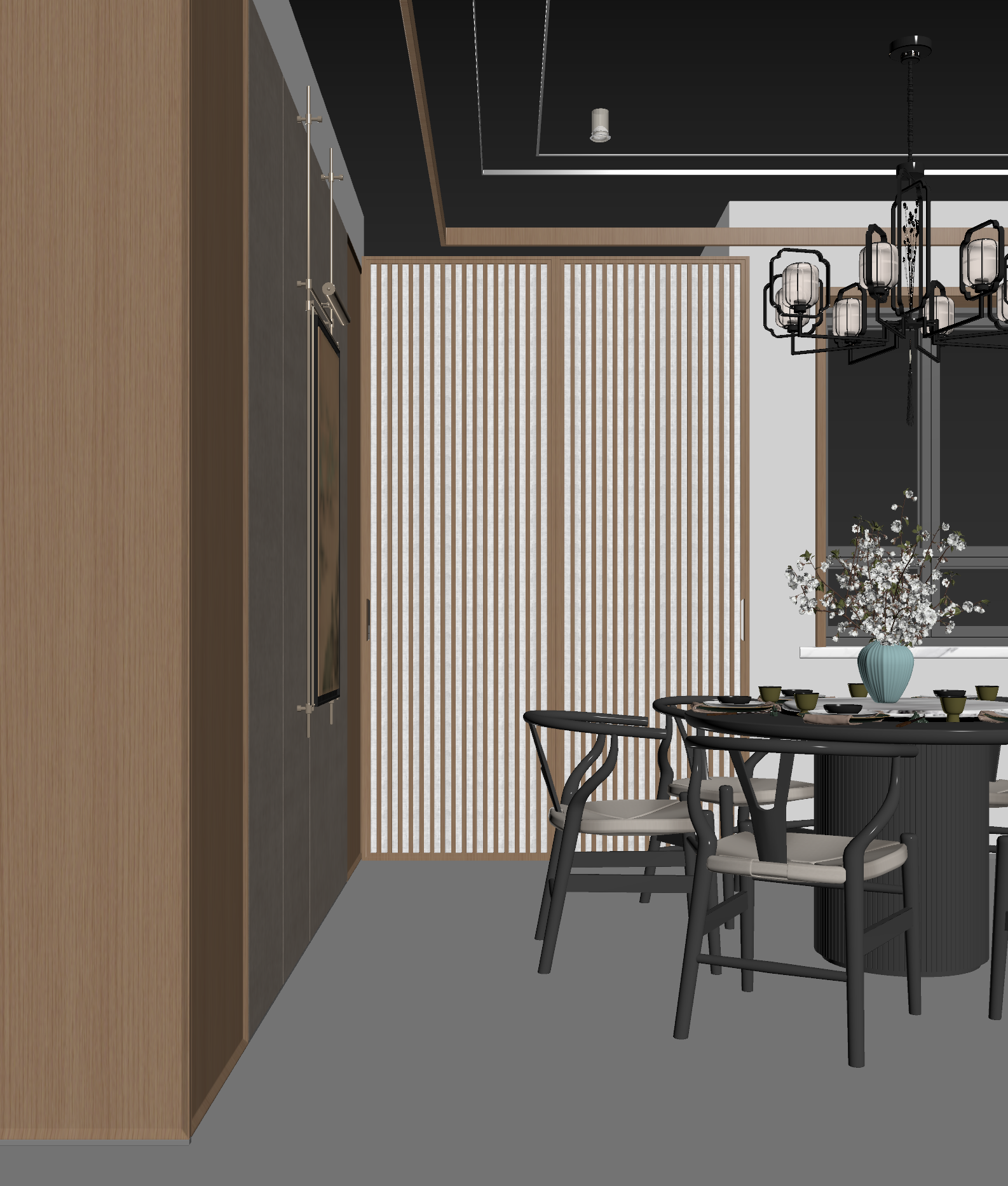新中式家居餐厅3D模型下载【ID:1221491367】