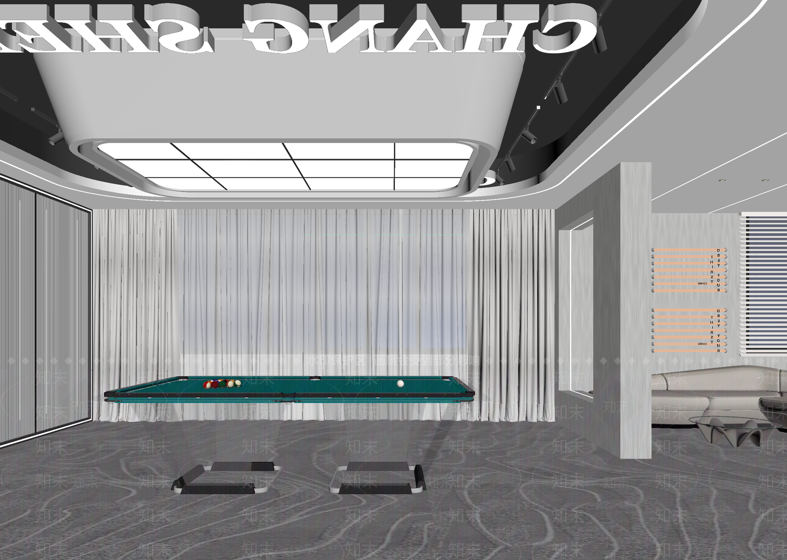 现代台球室3D模型下载【ID:1215051554】