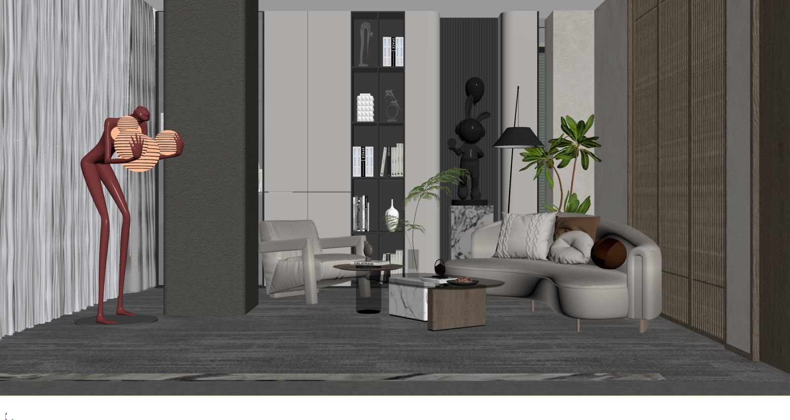 现代家居客厅3D模型下载【ID:1221999697】