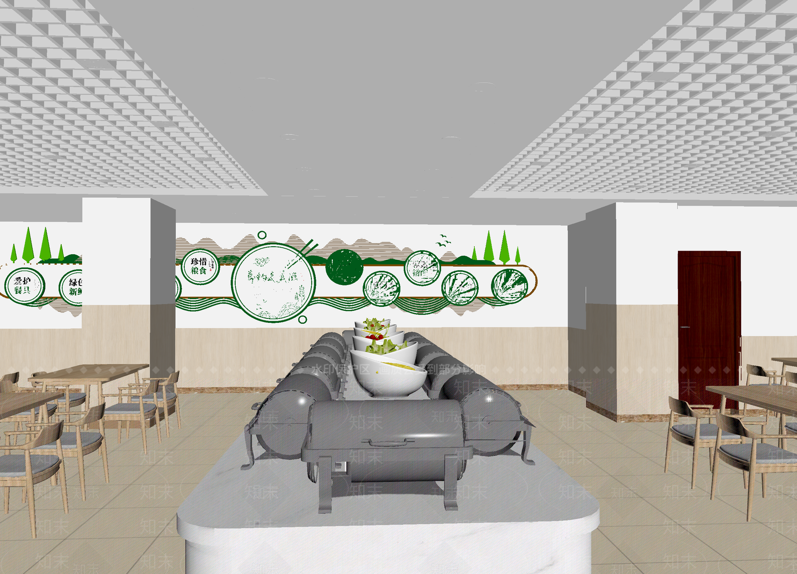 自助餐厅3D模型下载【ID:1214079569】