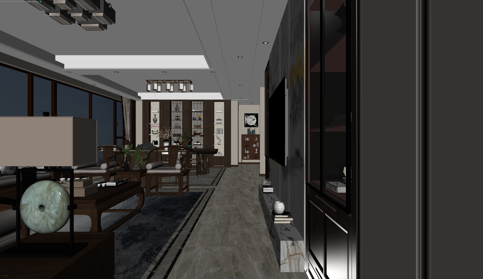 新中式客餐厅3D模型下载【ID:1221462338】