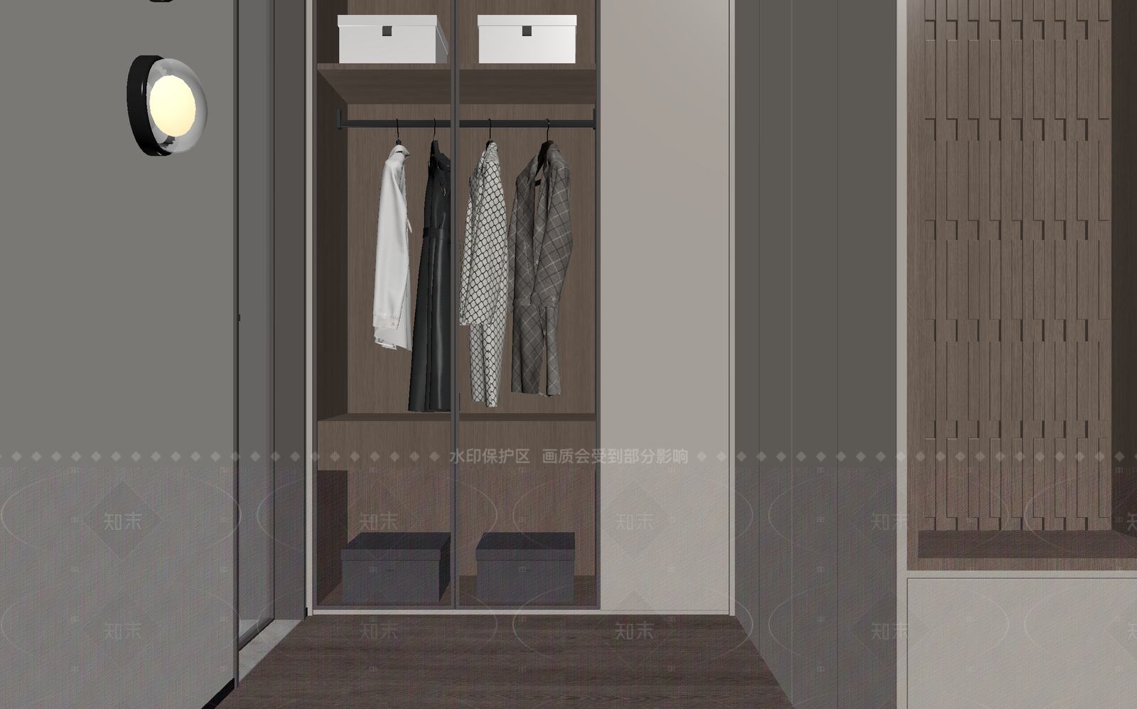 现代衣帽间3D模型下载【ID:1214630022】