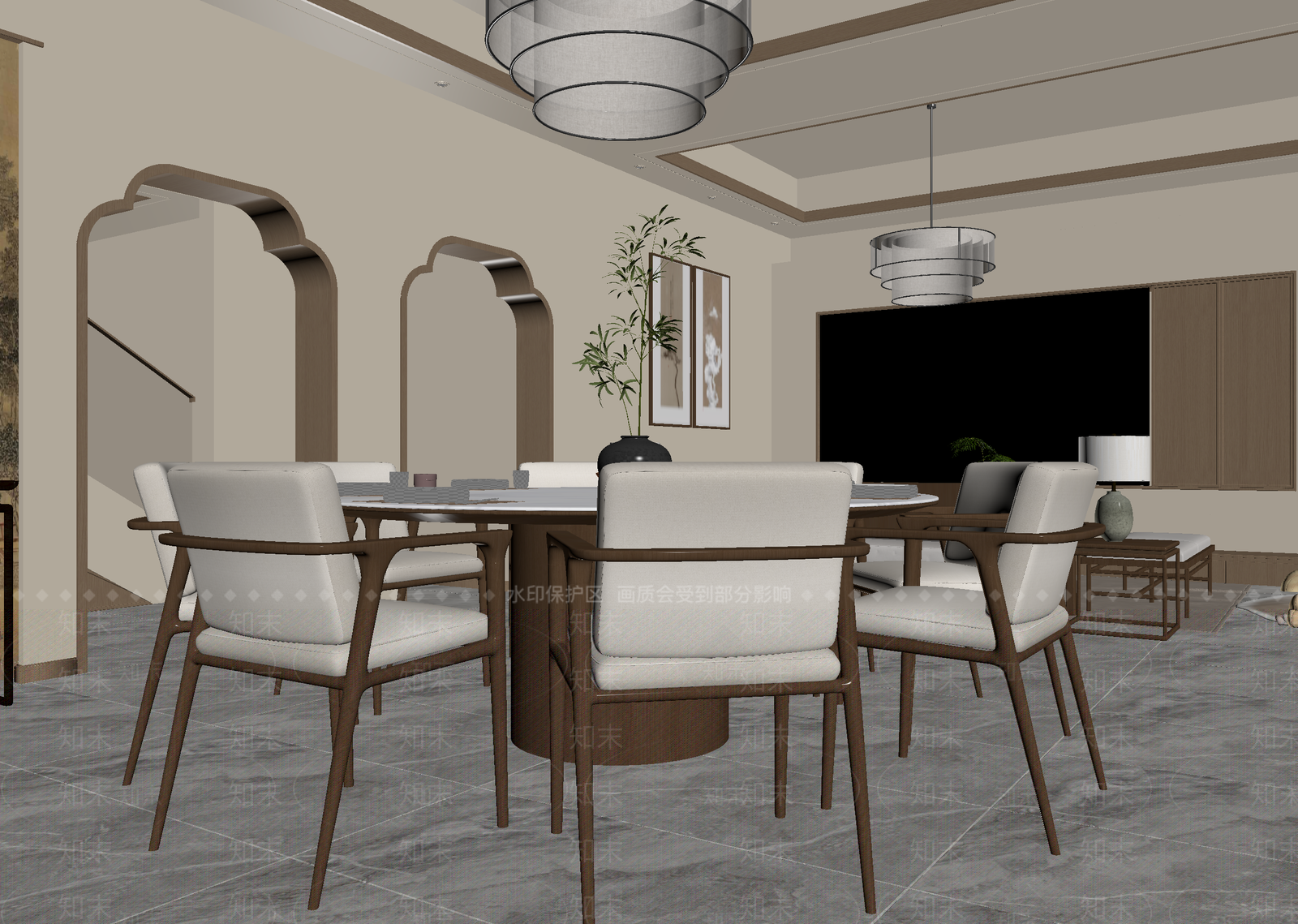 现代家居餐厅3D模型下载【ID:1215190753】