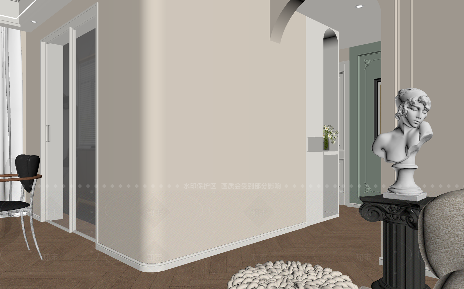 法式玄关3D模型下载【ID:1214559277】