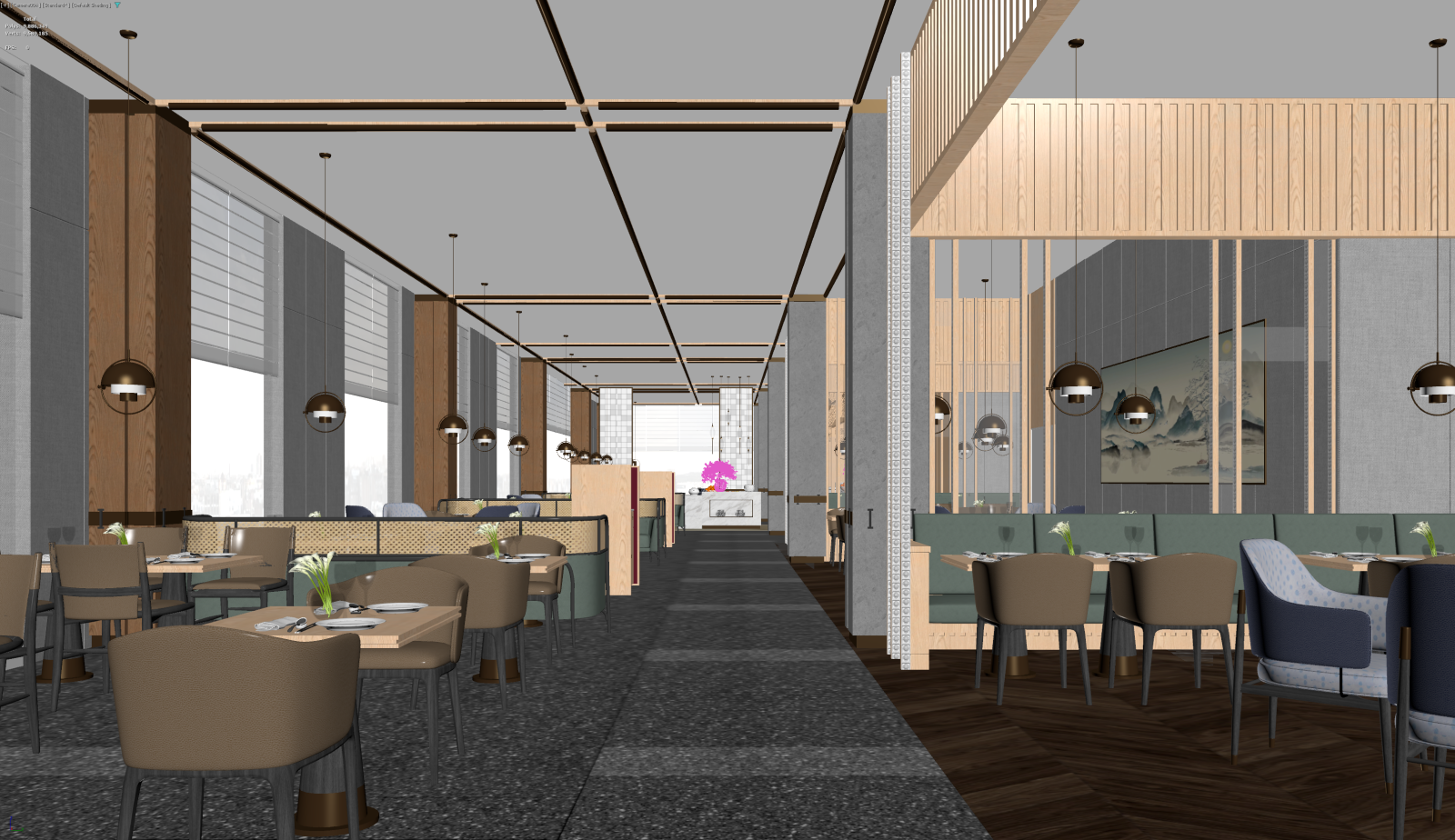 新中式酒店餐厅3D模型下载【ID:1221511440】