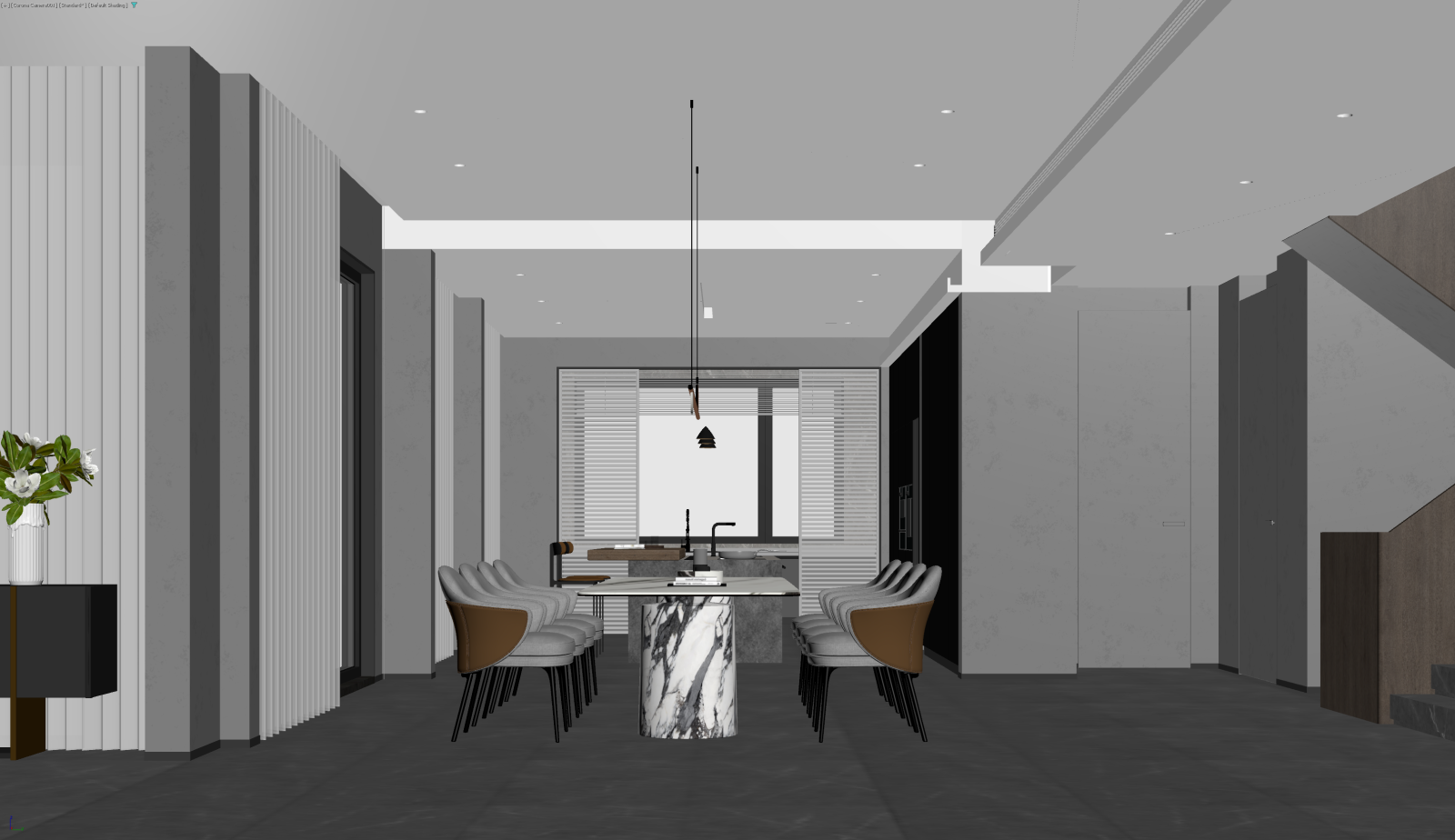 现代家居餐厅3D模型下载【ID:1221636883】