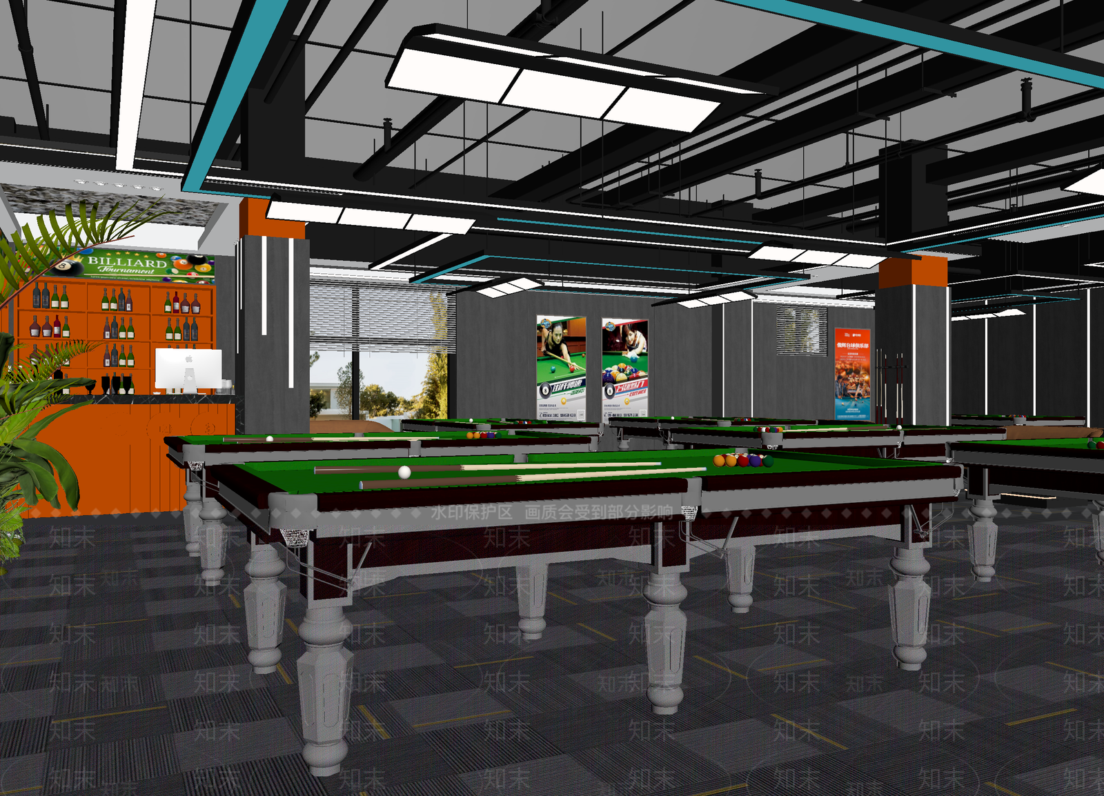 台球室3D模型下载【ID:1214032461】
