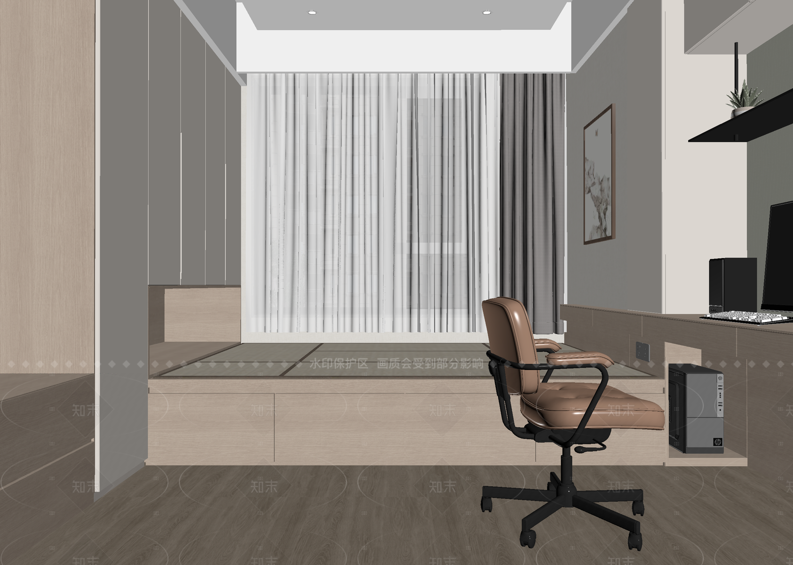 现代书房3D模型下载【ID:1214606007】