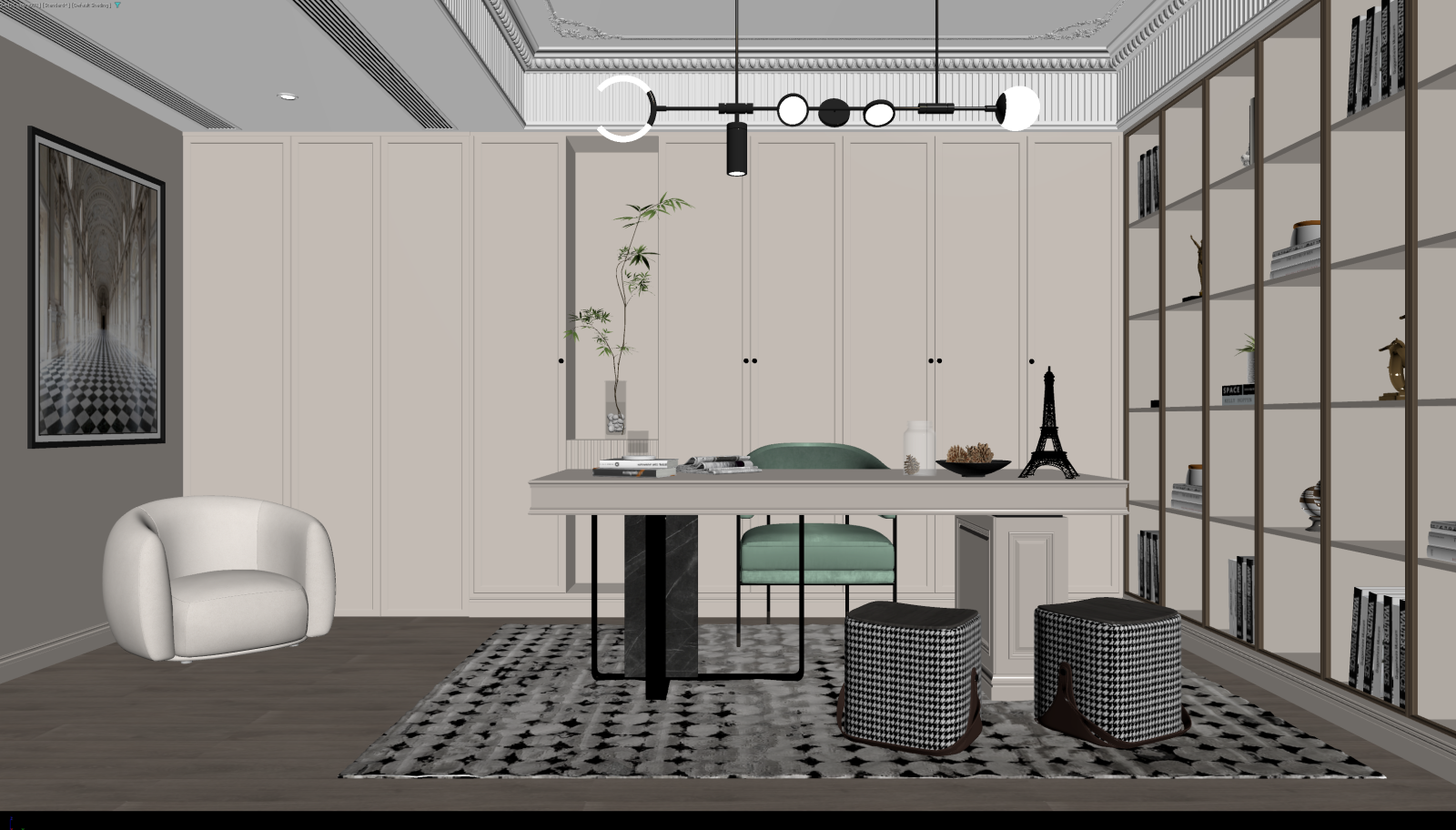 法式书房3D模型下载【ID:1222008016】