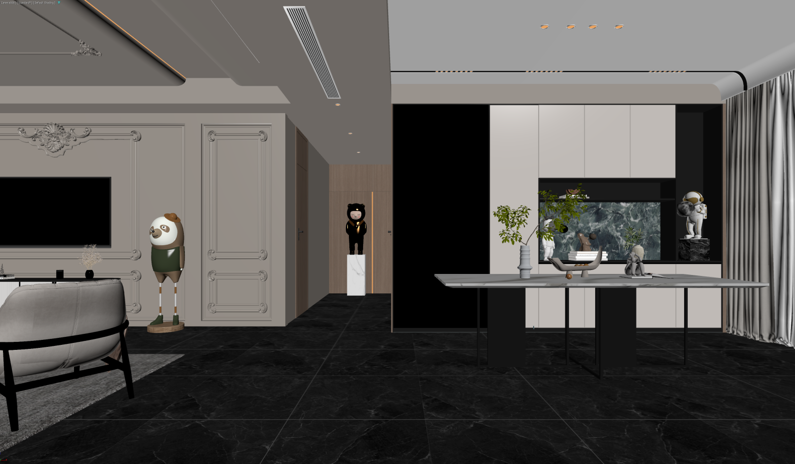 法式客餐厅3D模型下载【ID:1222081125】