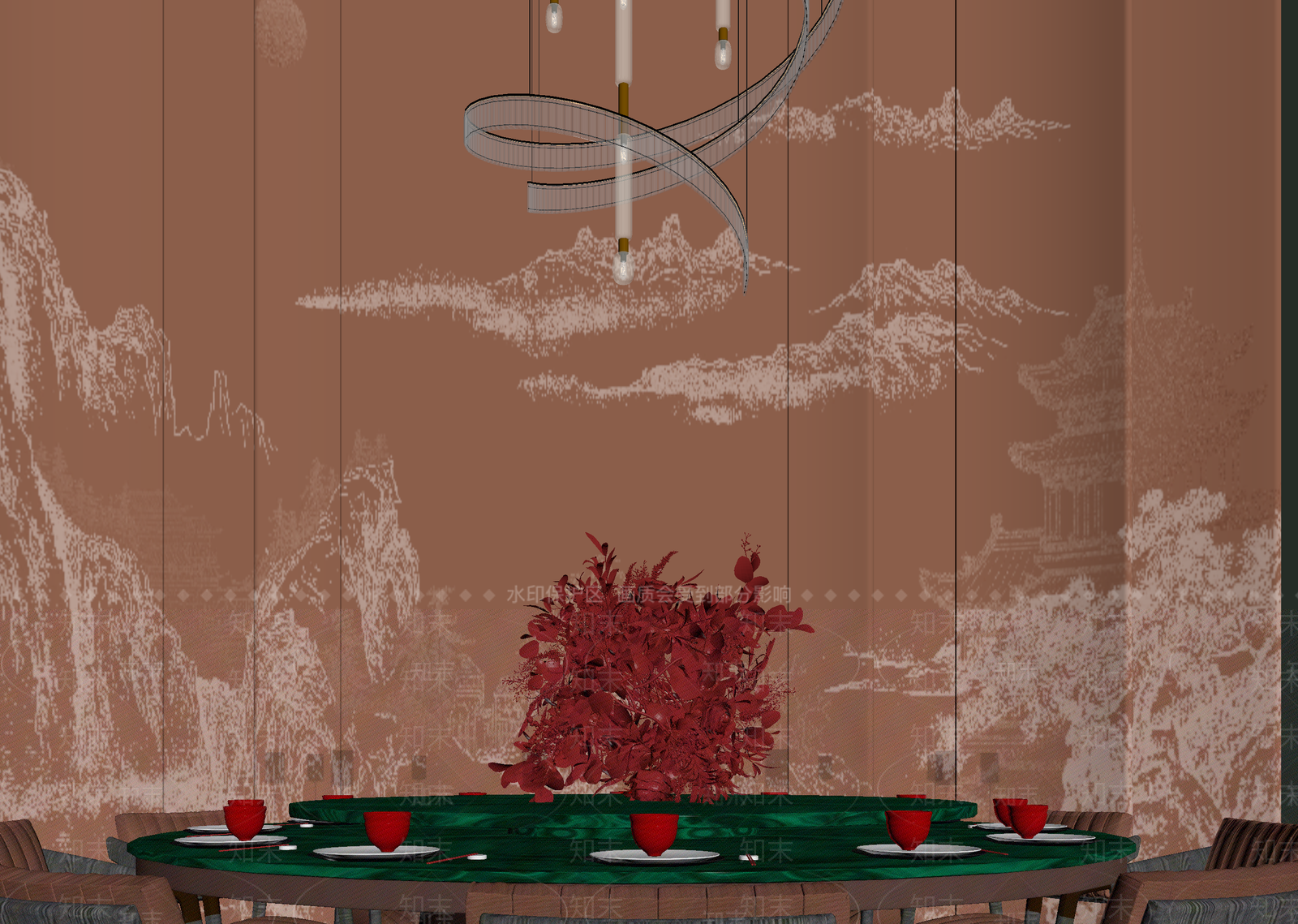 新中式中餐厅3D模型下载【ID:1214152696】