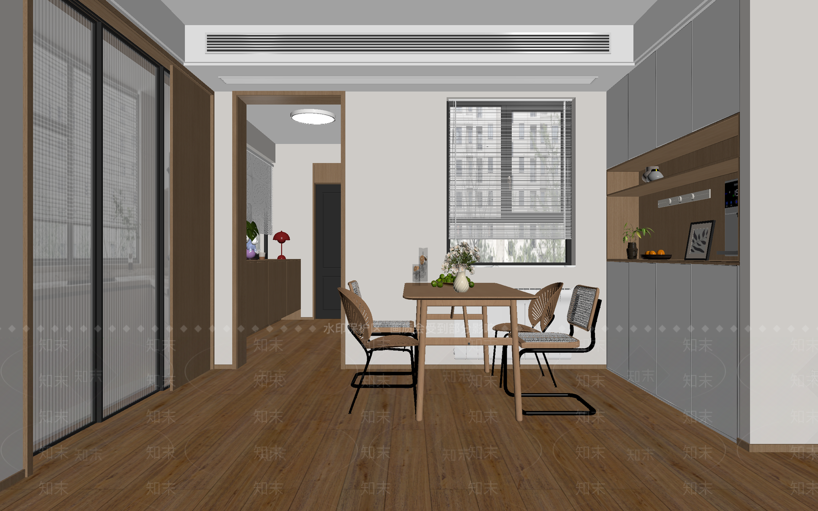 原木家居餐厅3D模型下载【ID:1215079736】